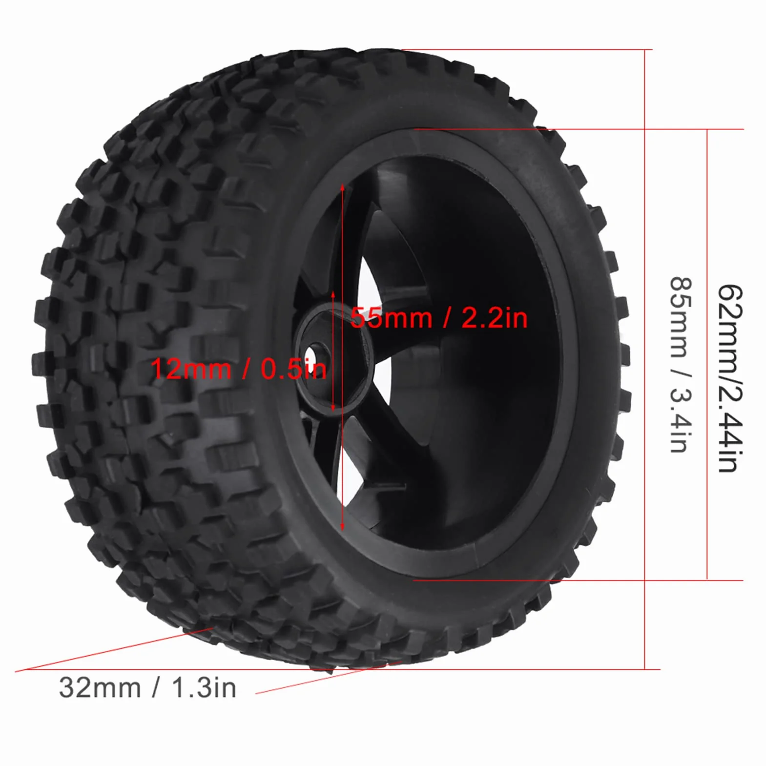 VGEBY1 4szt. gumowe opony, opony do kół 1/10 RC Racing Crawler Car na oponach do samochodów wyścigowych (czarne)
