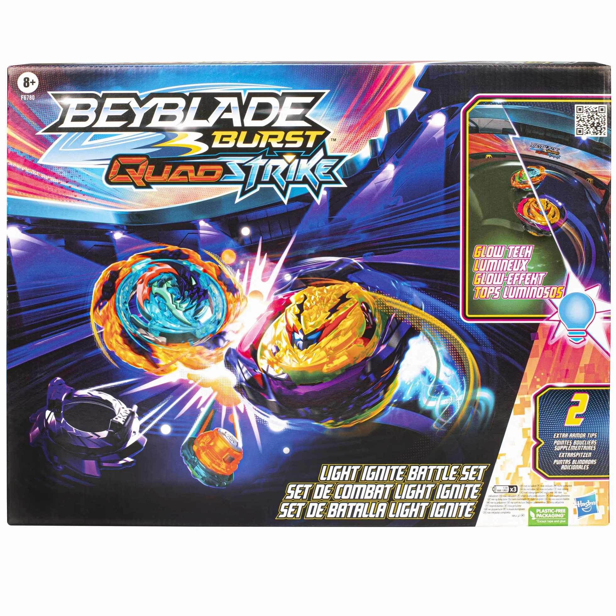 Hasbro Zestaw bitewny Beyblade Burst QuadStrike Light Ignite z areną Beyblade