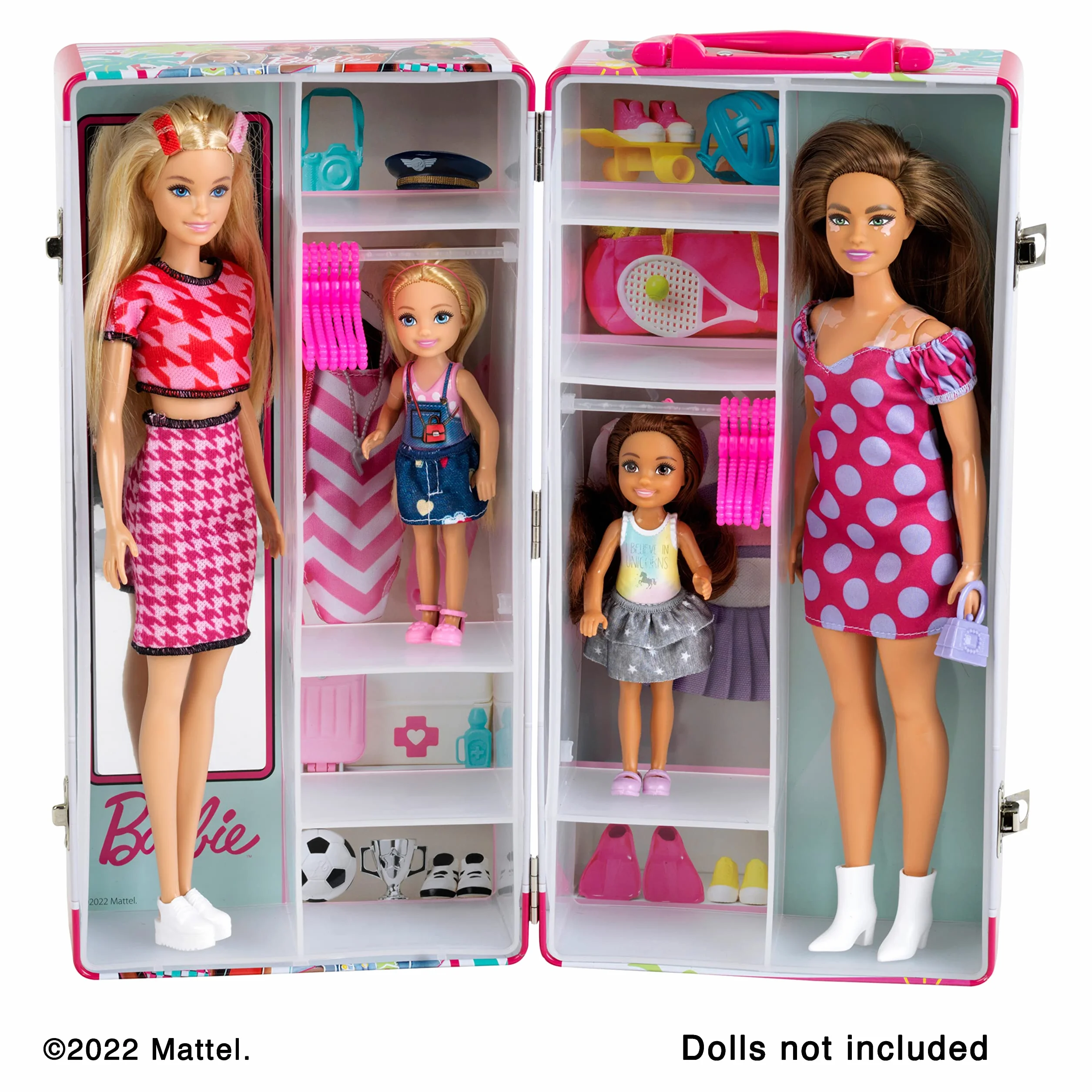 Theo Klein 5801 Barbie kufer na ubrania, dr ki na ubrania i pó ki, zabawki dla dzieci od 3. roku ycia, wraz z akcesoriami, wielokolorowe