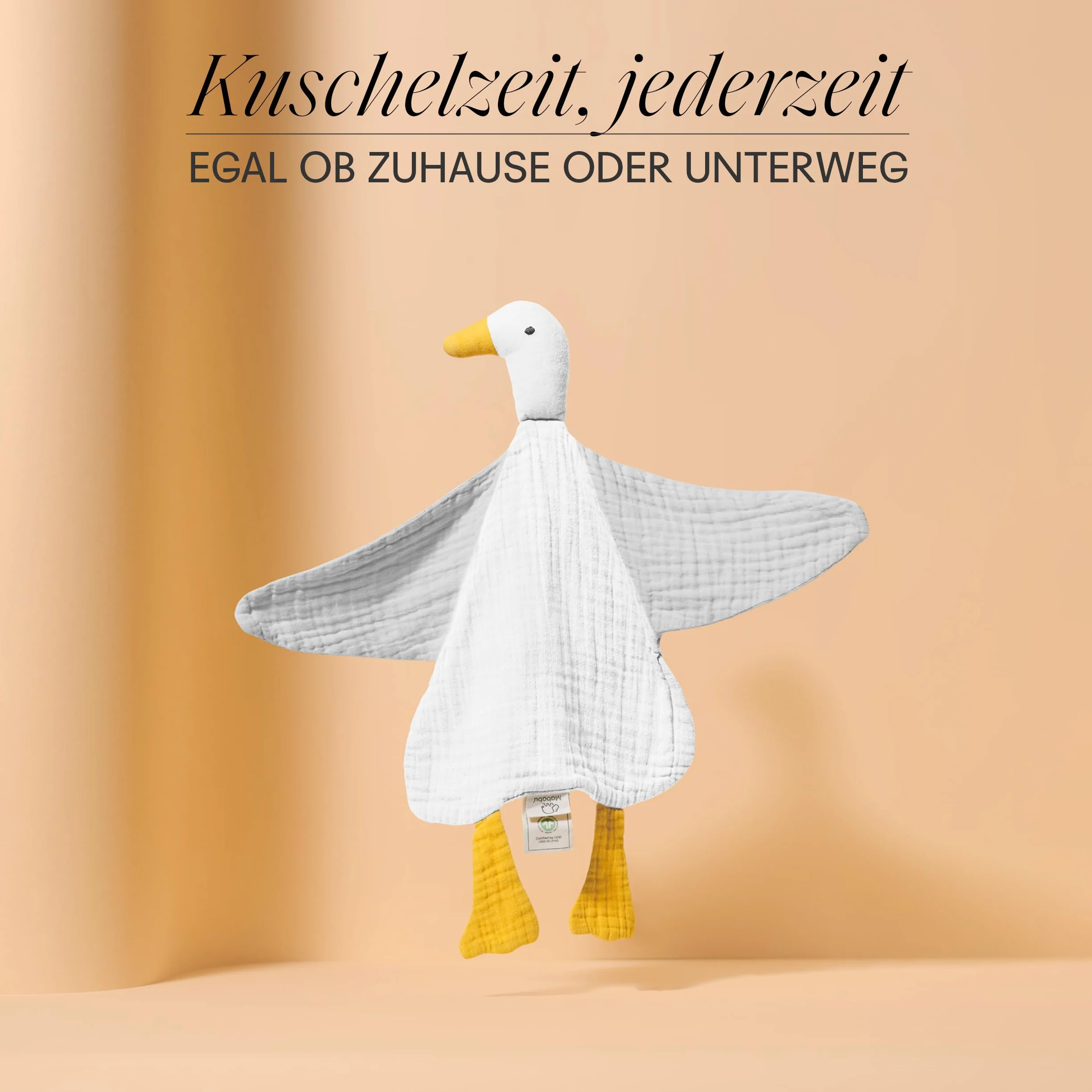 Chusta do przytulania dla niemowląt, muślin, bawełna ekologiczna i Öko-Tex®, przytulanka dla kaczki, prezent z okazji narodzin, 4-warstwowa, bardzo miękka, dla noworodków, chłopców i