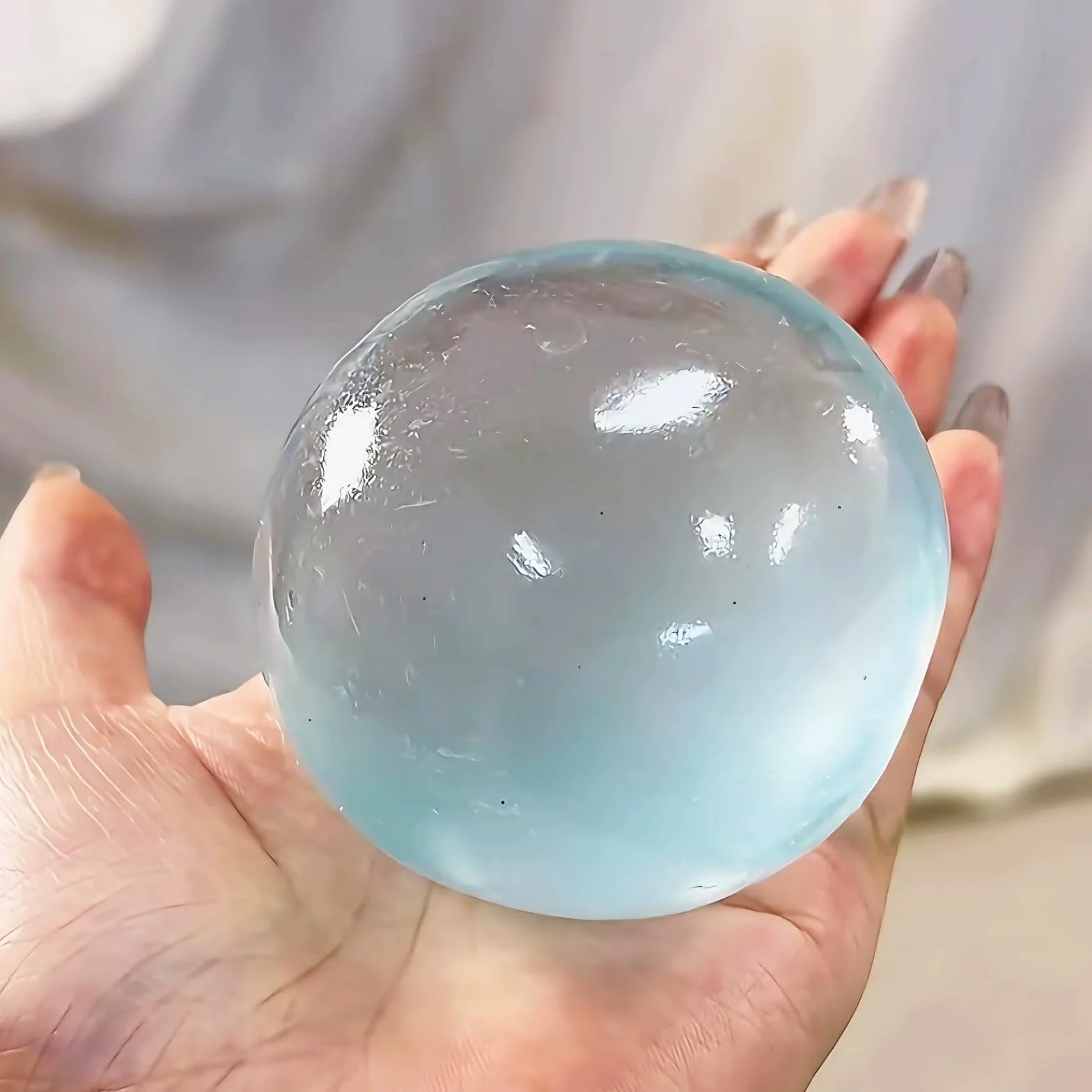 Kulka do squishies z oleju kokosowego, 6 cm, ręcznie wykonana, wyciskana piasek, kleista, nieprzylepna, wielokrotnego użytku, idealna do pracy, nauki, podróży