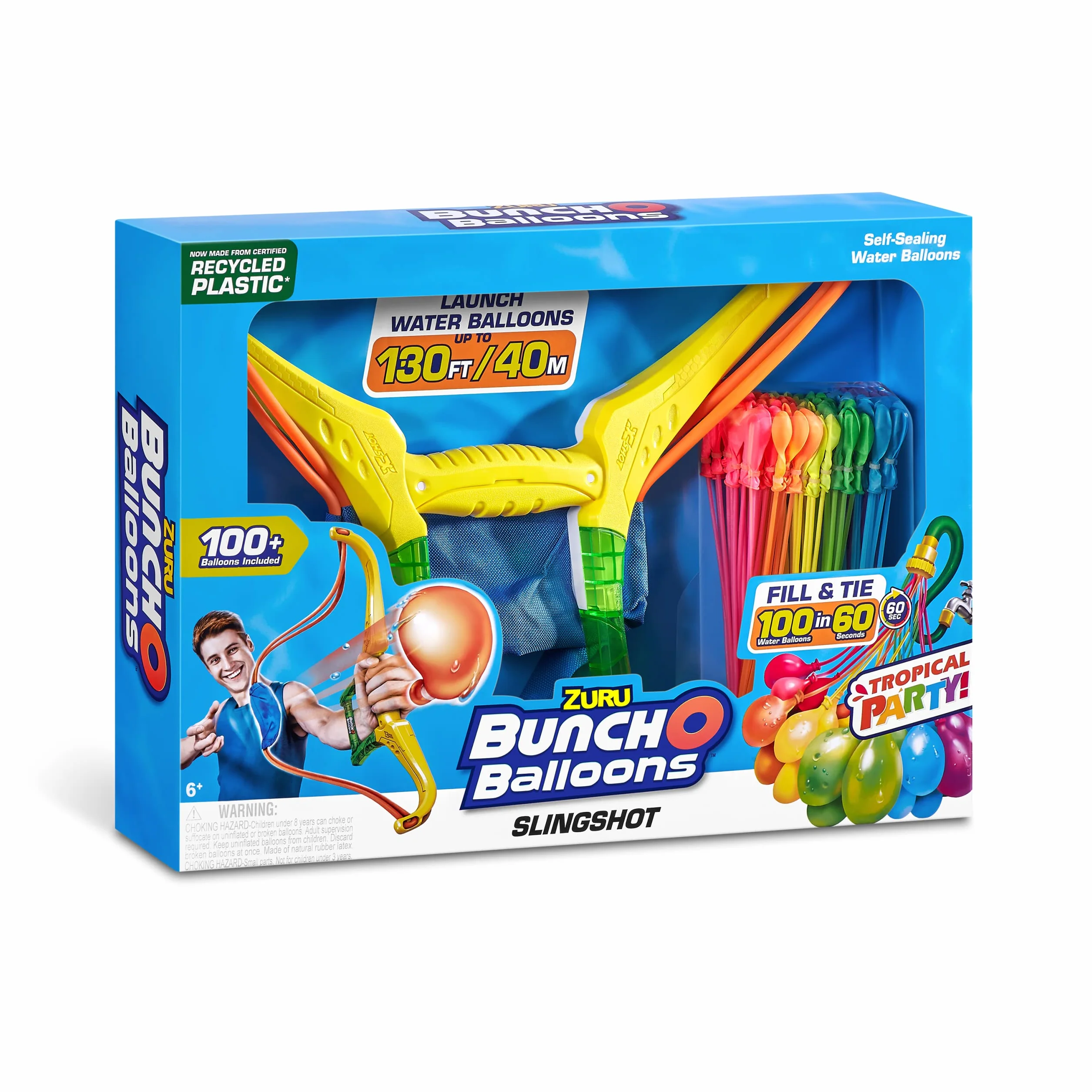 ZURU - BUNCH O BALLOONS - Tropical Party Arc Slingshot - 100 bombek wodnych - Gra na świeżym powietrzu - Gra wodna - 56494