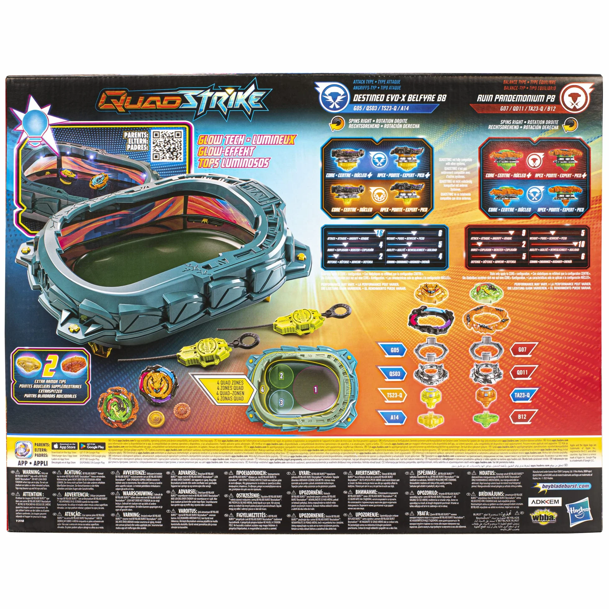 Hasbro Zestaw bitewny Beyblade Burst QuadStrike Light Ignite z areną Beyblade