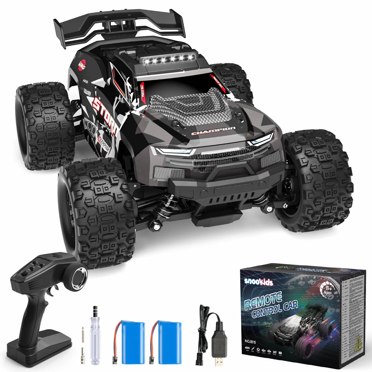 snookids Samochód zdalnie sterowany - 1:18 Szybki samochód RC Offroad Buggy 40 km/h, 2,4 GHz 4WD All Terrain RC Drift Car Monstertruck Zabawka Prezent dla dzieci i dorosłych