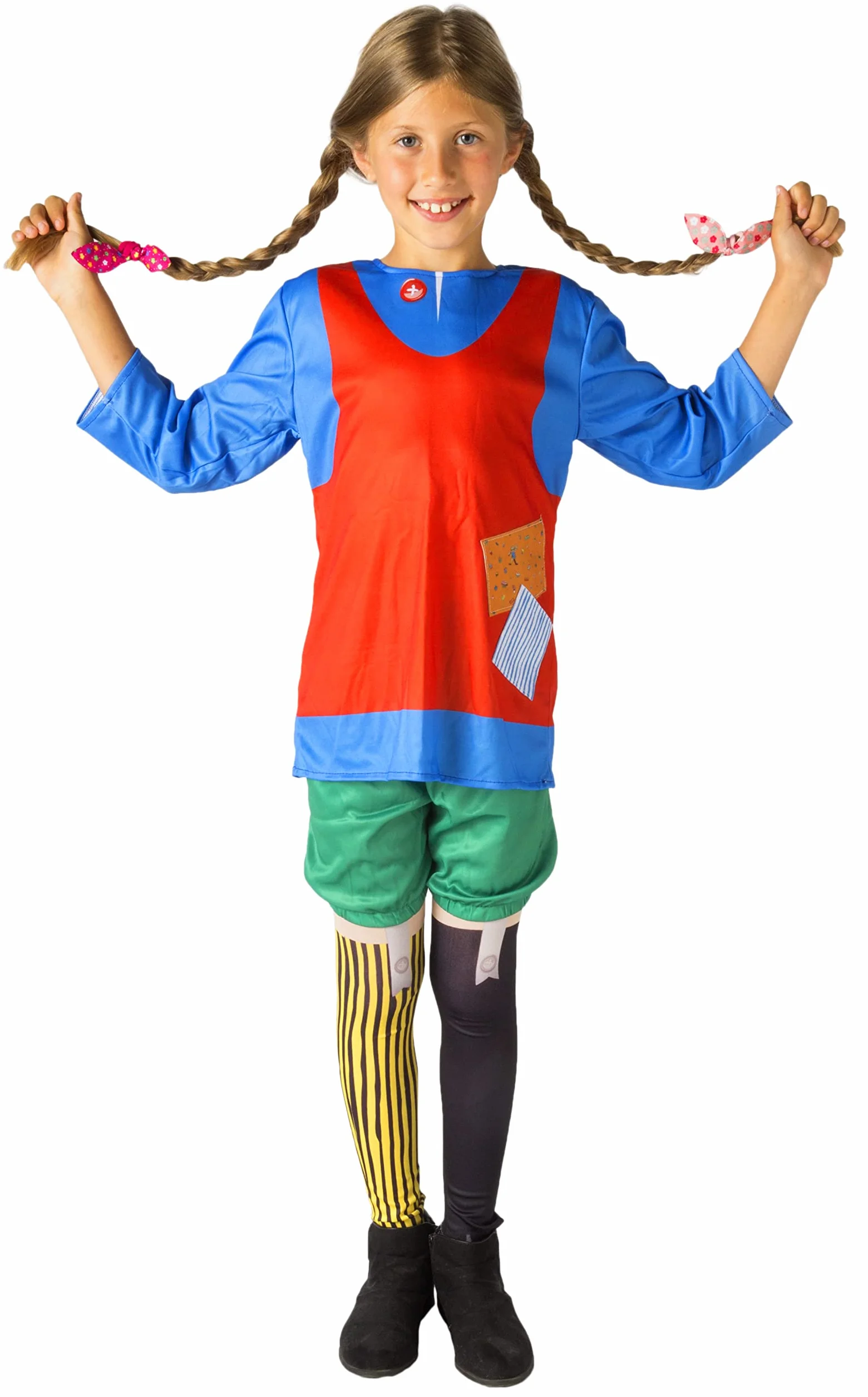 Pippi Longstocking costume disguise girl official (Size 7-9 years)
