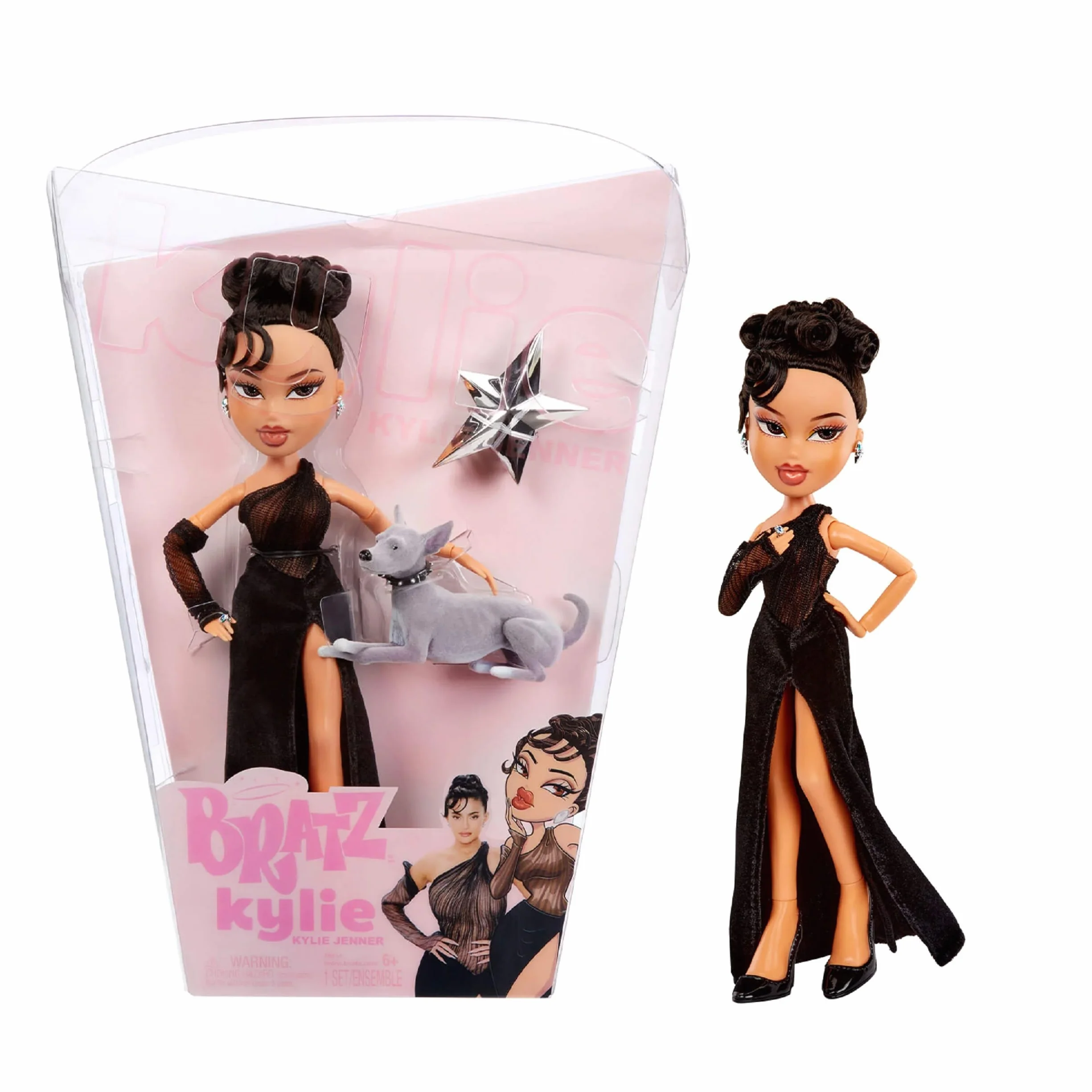 Bratz x Kylie Jenner - Lalka Night Fashion - Kolekcjonerska Lalka z Suknią Wieczorową, Pieskiem i Plakatem - Dla Dzieci i Kolekcjonerów w Wieku 6+