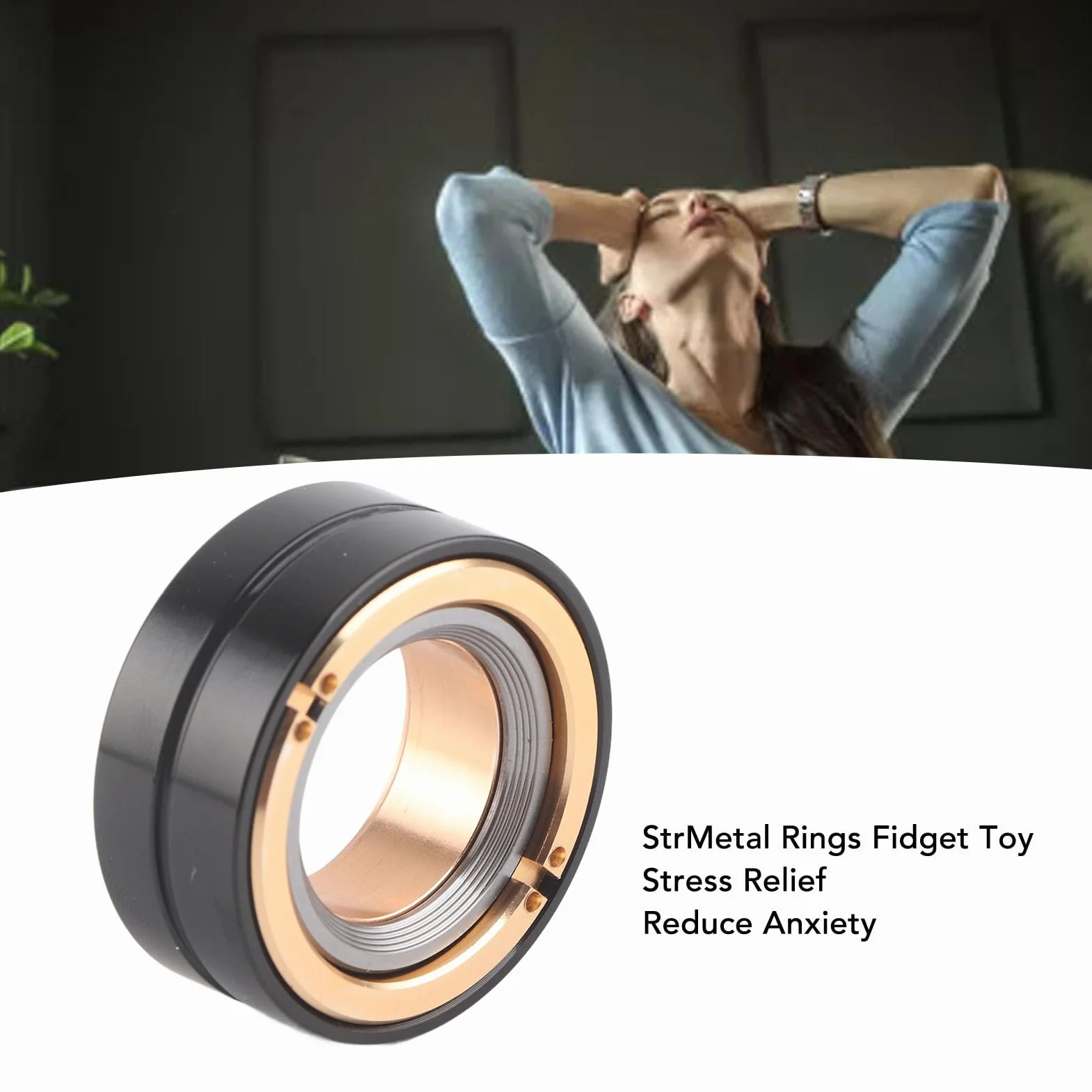 Metalowe Pierścienie Fidget Toy Stress Relief dla Dorosłych, Przenośne Pierścienie Magnetyczne, Zmniejsz Ciśnienie i Niepokój, Łatwy do Gry, Noś Podczas Podróży