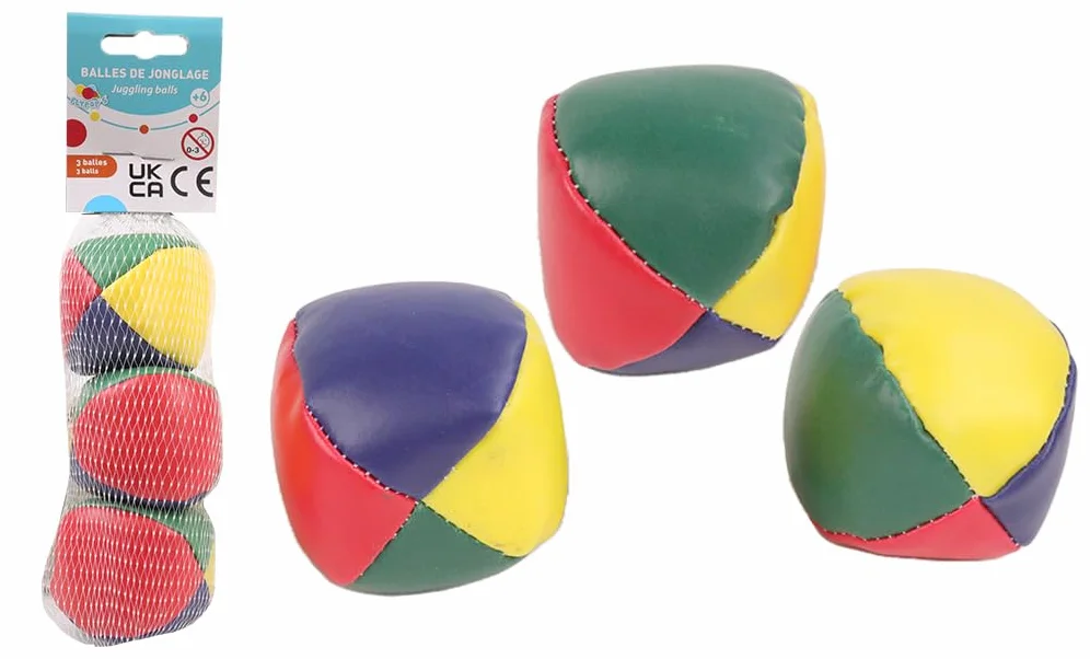 FLYPOP'S - Pilki do zonglowania - Cyrk - 045852 - Wielokolorowe - Gra zrecznosciowa - Zabawka dla dzieci - Cyrk - Zonglerka - Prezent - Rozrywka - Urodziny - 6 cm x 6 cm - Od 6 lat