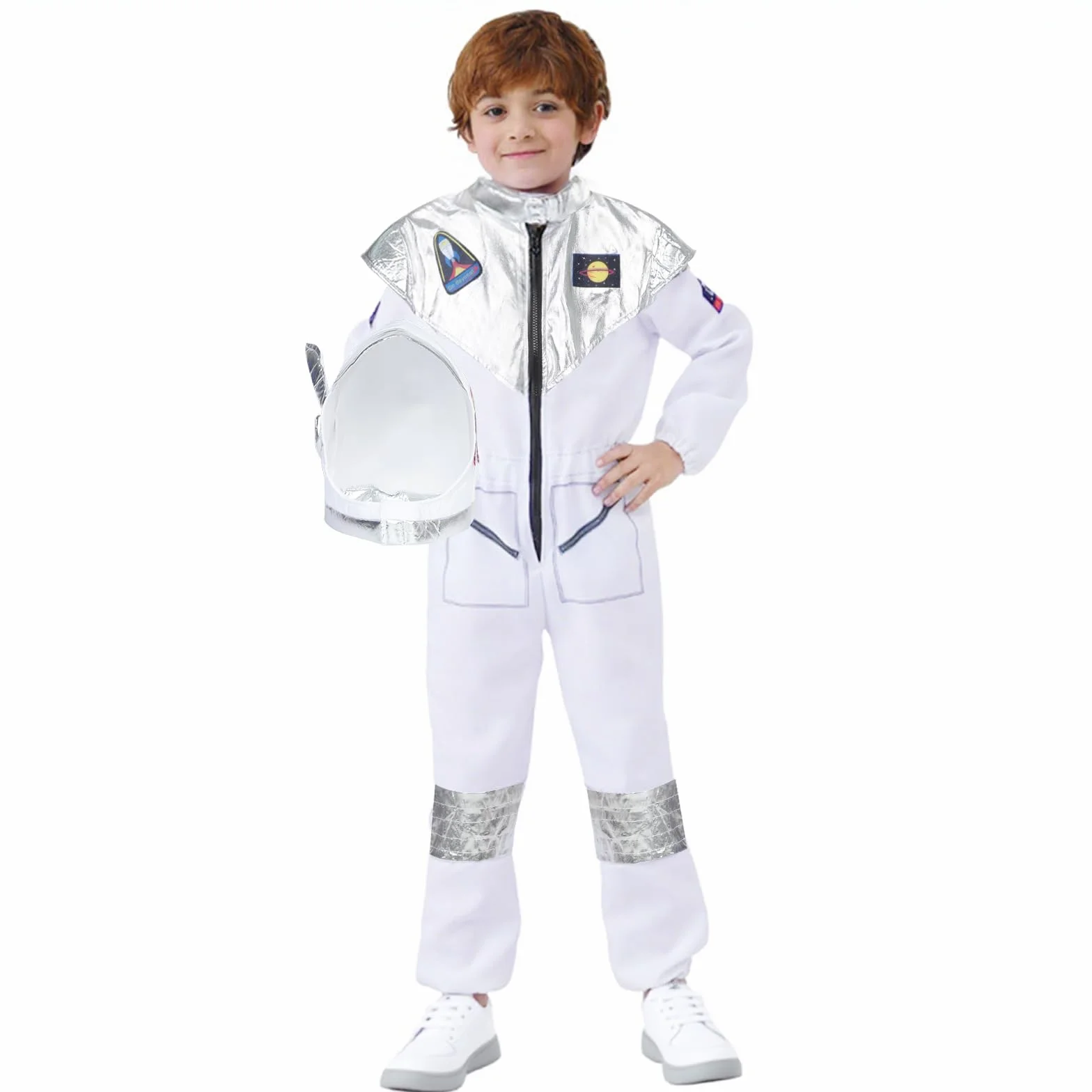 Kostium astronauty dla dzieci z astronautą, fantazyjny kostium kosmiczny, kosmiczny kostium astronauty z astronautą, kask na Halloween, cosplay, karnawał