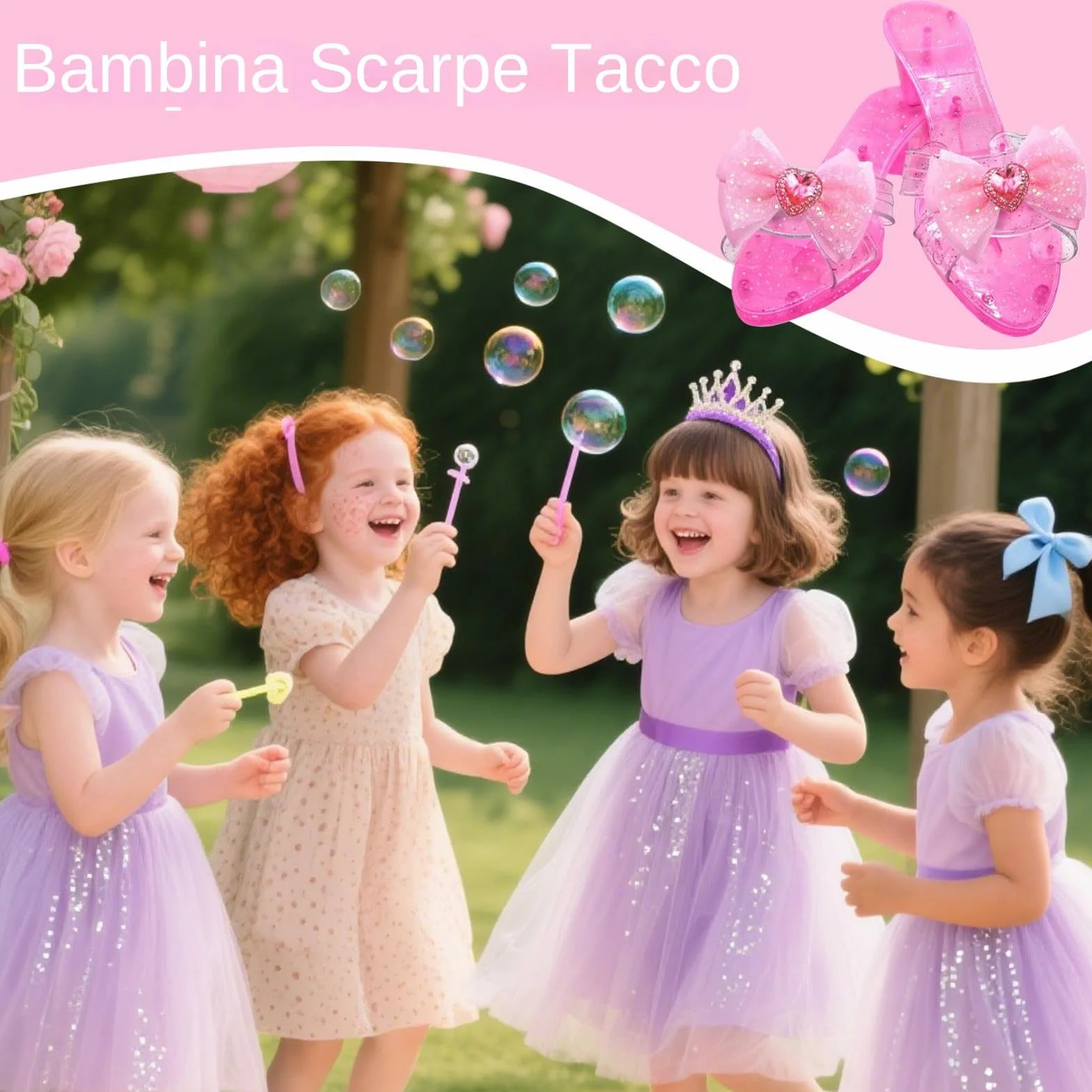Buty Księżniczki dla Dziewczynek | Kryształowe Pantofelki Do Zdjęć,Akcesoria Cosplay Na Imprezy Szkolne Kostiumy Dla Organizatorów Eventów