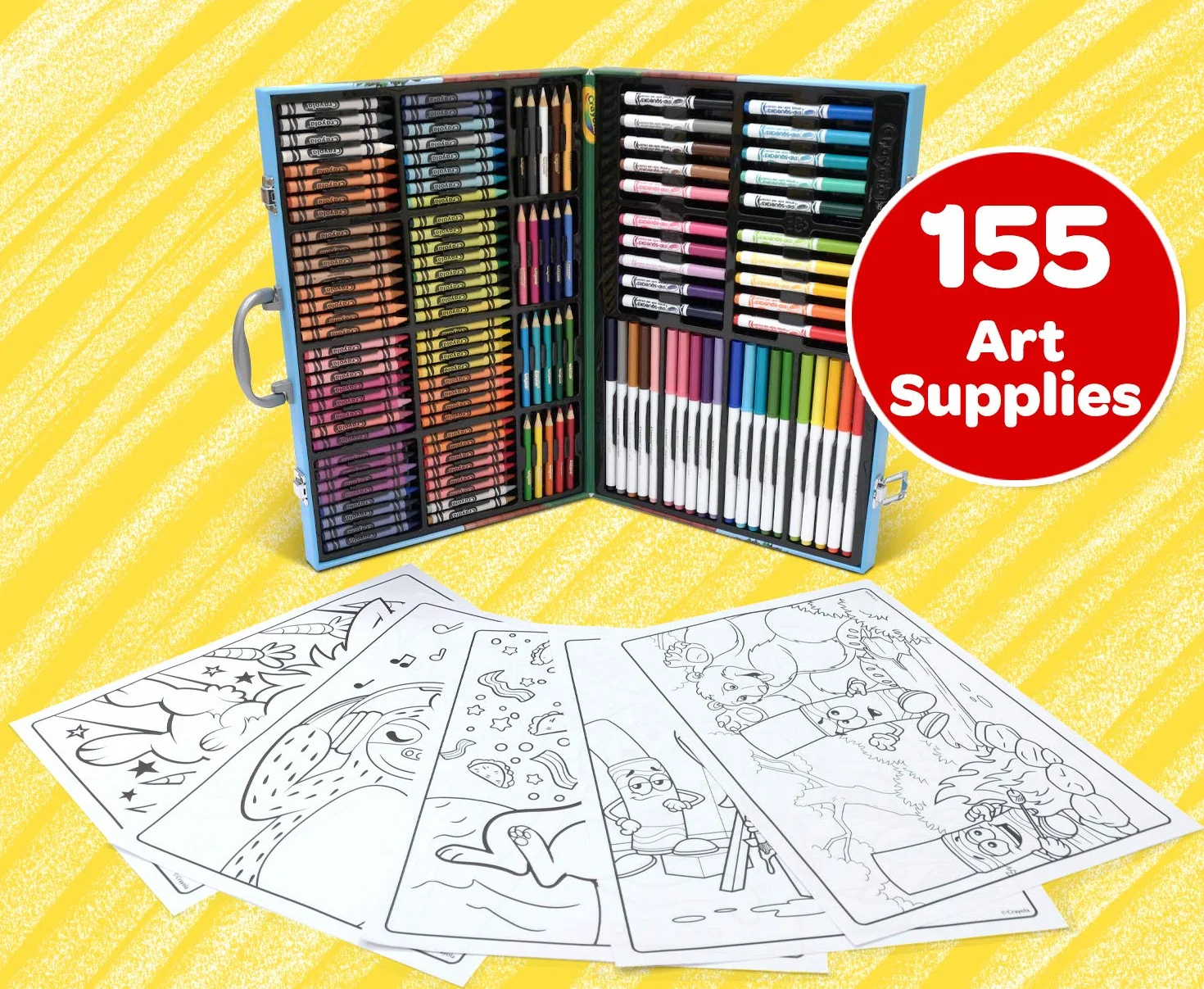 CRAYOLA - Teczka Artystyczna, 155 sztuk, prezent dla dzieci, zajęcia kreatywne, wiek 4+