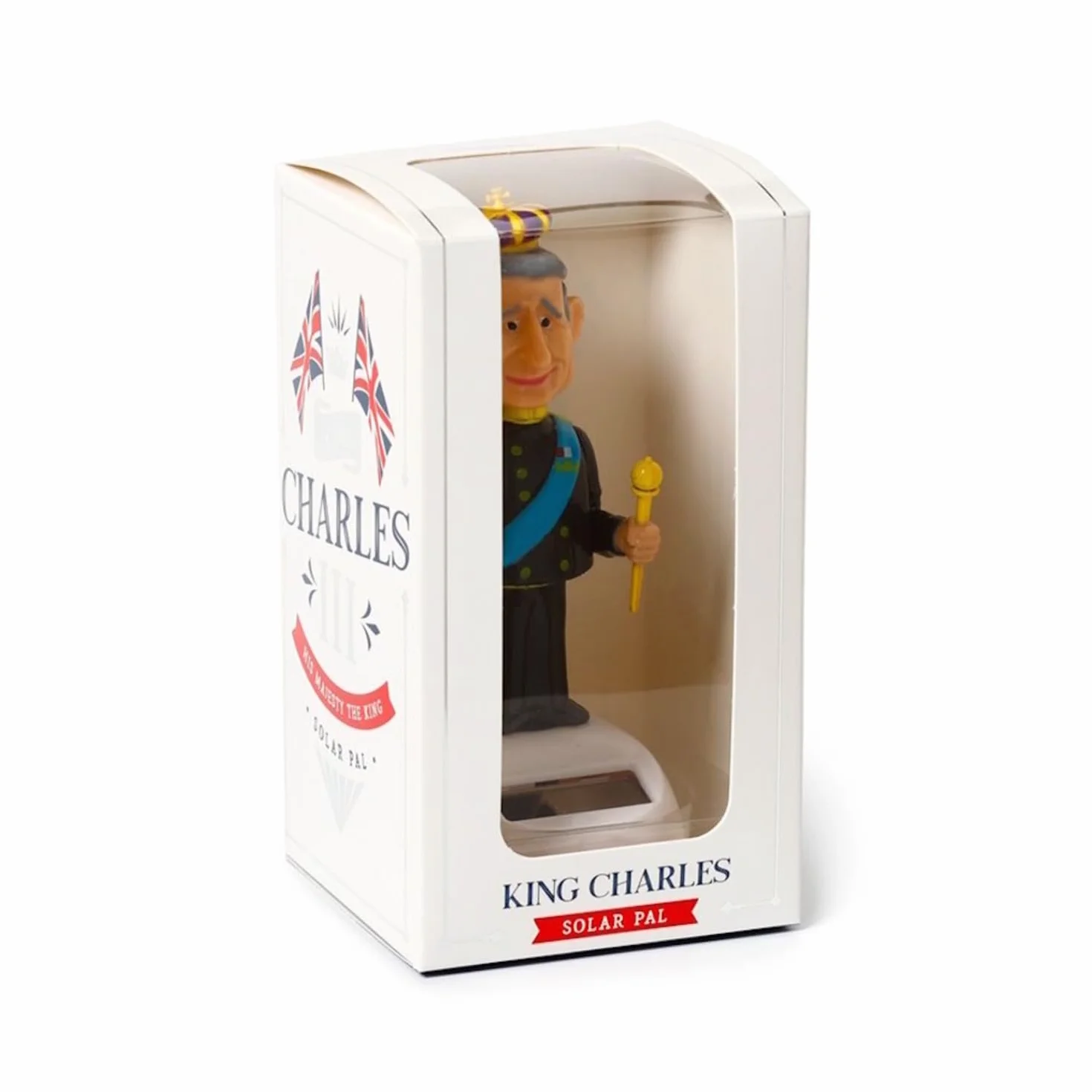 Puckator LTD. King Charles solarna figurka króla czarna/żółta/niebieska, z nadrukiem, 100% tworzywo sztuczne