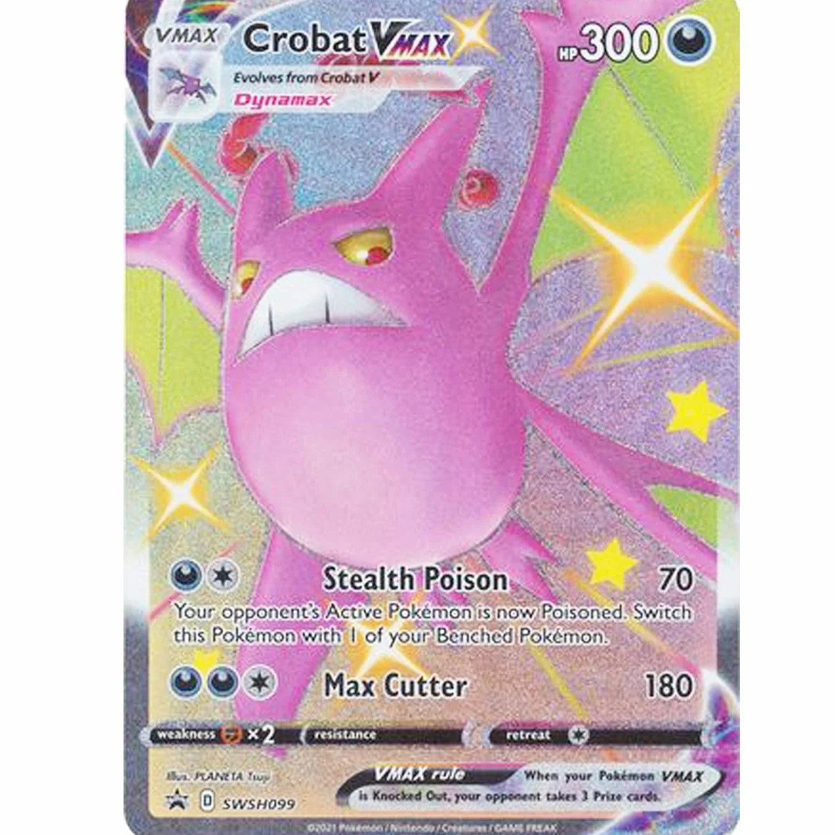 Crobat VMAX SWSH 099 Jumbo XXL Full Art Black Star Promos + Dodatkowa ochrona Near Mint 2021