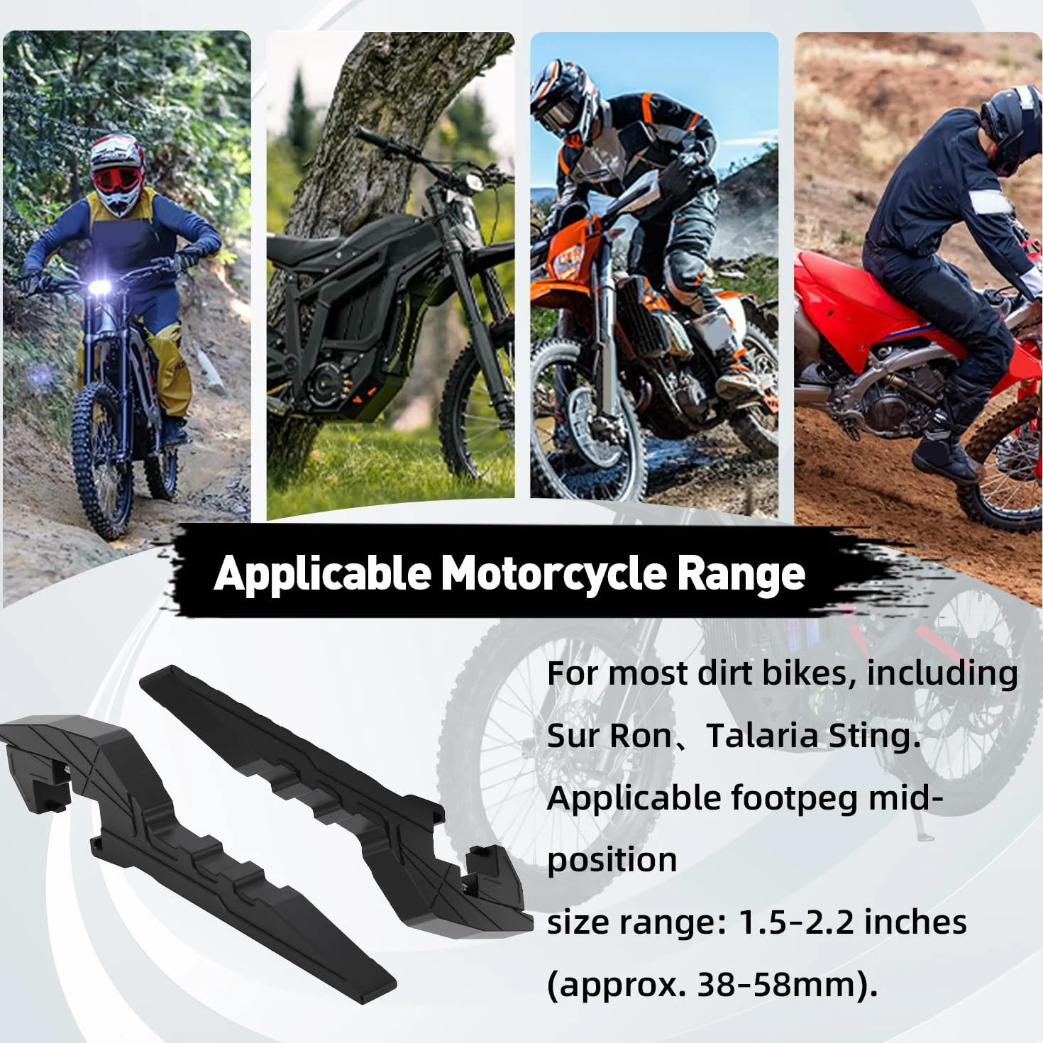 Uniwersalne podnóżki pasażerskie motocyklowe, Przedłużacz pedału podnóżków pasażerskich do Dirt Bike Pit Bike Sur Ron Light Bee Talaria Sting SX SXF EXC EXCF XC CR CRF YZ YZF