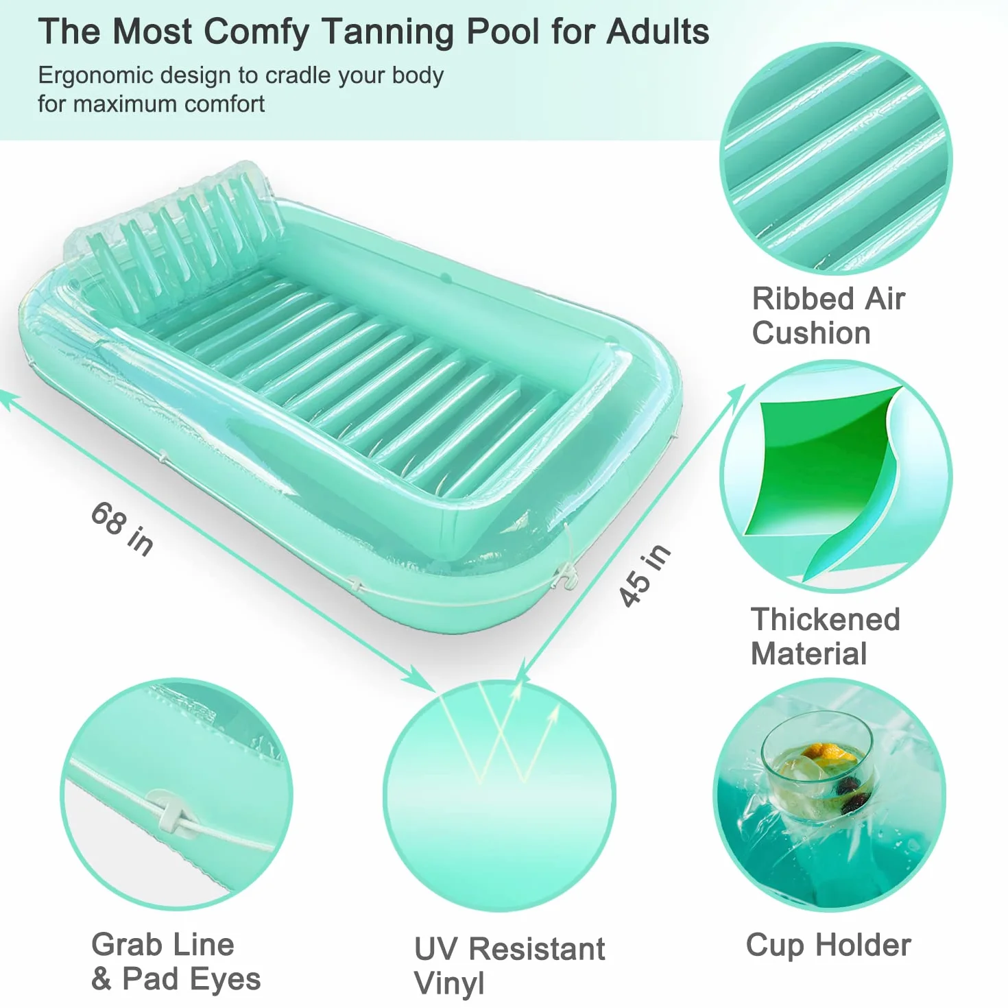 Float Joy Tanning Pool Nadmuchiwany materac do basenu dla dorosłych pływające leżaki zabawki do basenu letniego