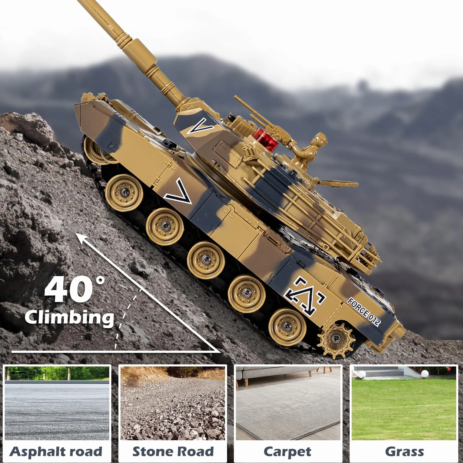 Supdex RC czołg, pilot zdalnego sterowania 1/24 model czołgu USA M1A2 i Chiny 99 z 2,4 GHz ze światłem i dymem, efekty dźwiękowe i wibracje, dla dzieci od 6 lat, prezent dla chłopców