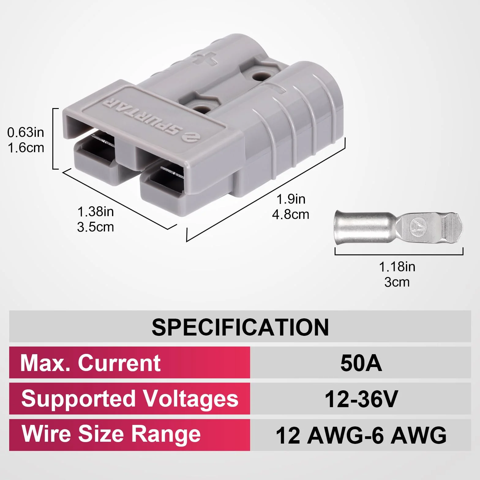 Spurtar 50A 6AWG 2 szt. Złącze akumulatora, szybkozłącze akumulatora, wiązki przewodów do samochodu, przyczepy, przyczepy kempingowej, statku, furgonetki, trybu motocyklowego, wyciągarki