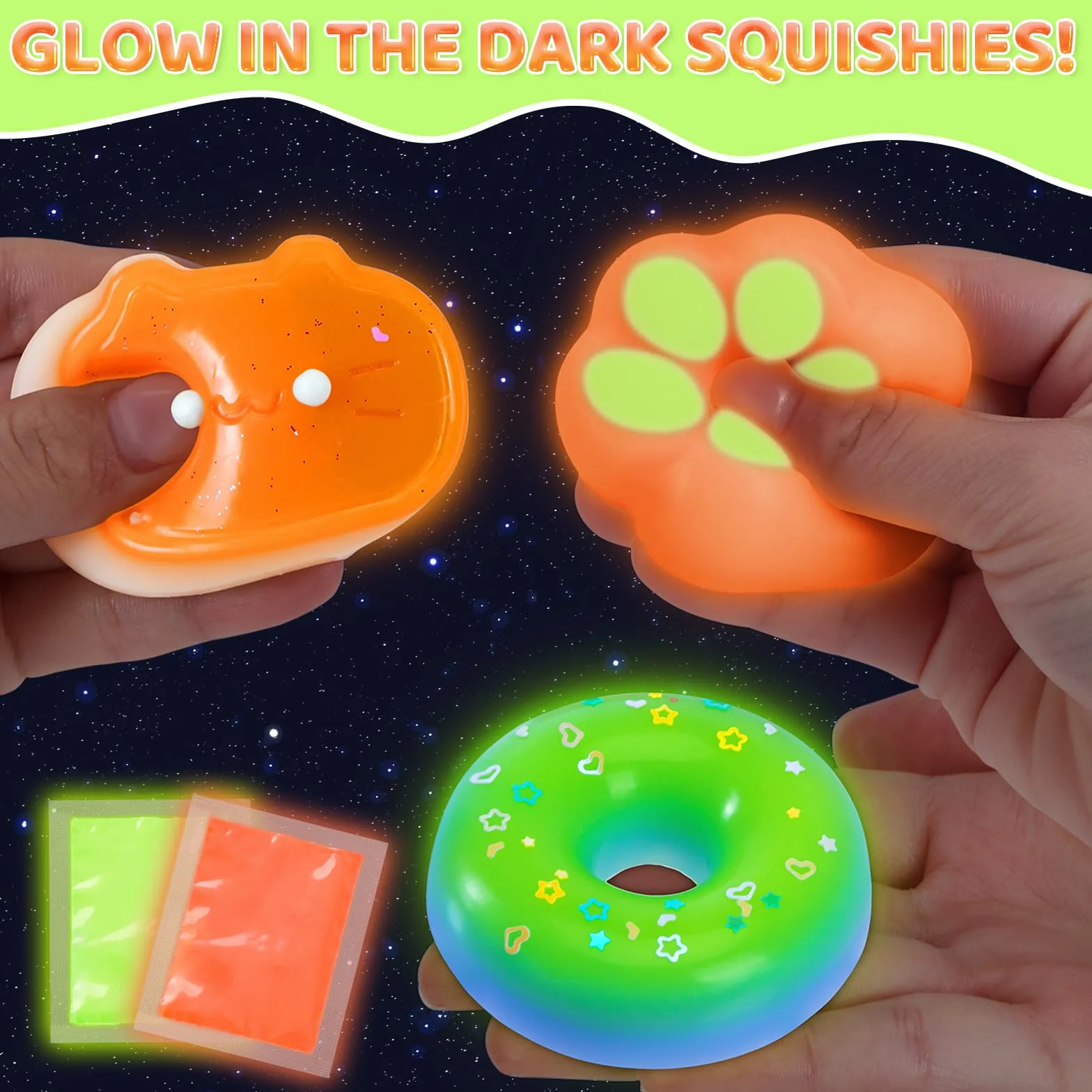 Highttoy Zestaw do tworzenia świecących w ciemności zabawek Squishy, 480ml płynnego silikonu AB o proporcjach mieszania 1:1, 6 opakowań zabawek Squishy z gumy silikonowej