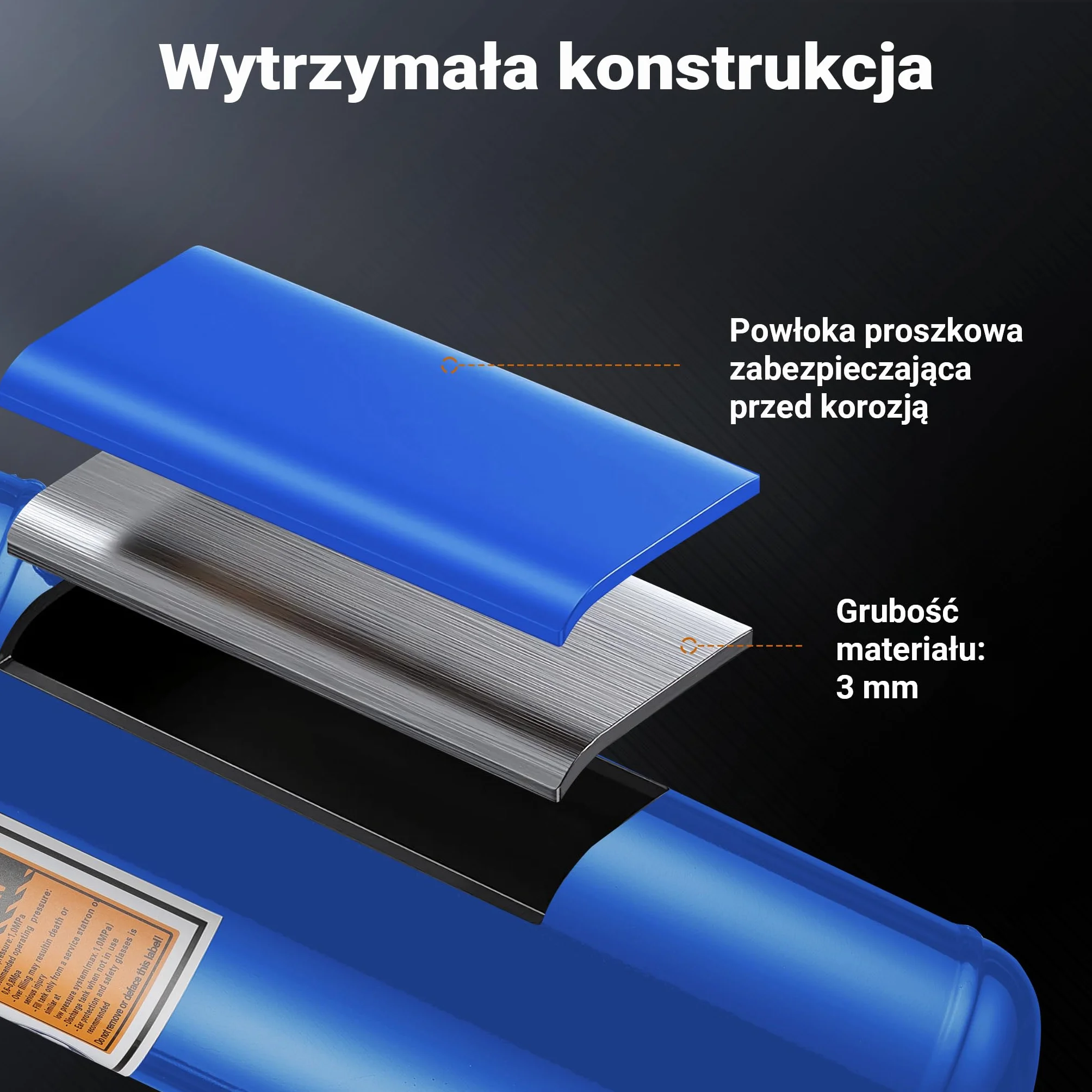 Wiltec Inflator do opon 6-8 bar, ze zbiornikiem 7 l, niebieski, pistolet do pompowania powietrzem sprężonym, przenośny