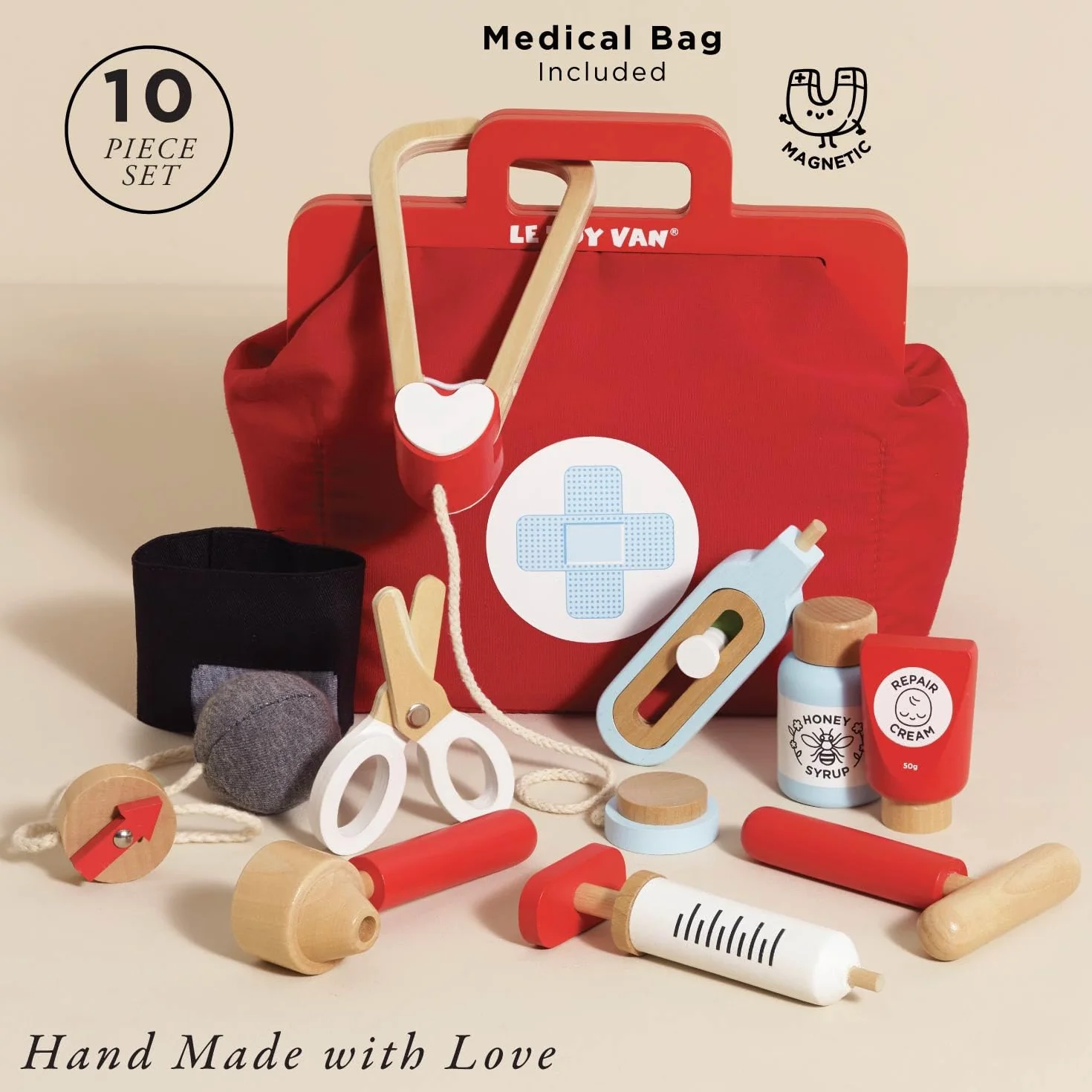 Le Toy Van - Kids Wooden Educational Pretend Play Honeybake Doctor's Medical Play Set Kit, Kids Pretend Play Role Play For Boys And Girls - 3 Year Old +