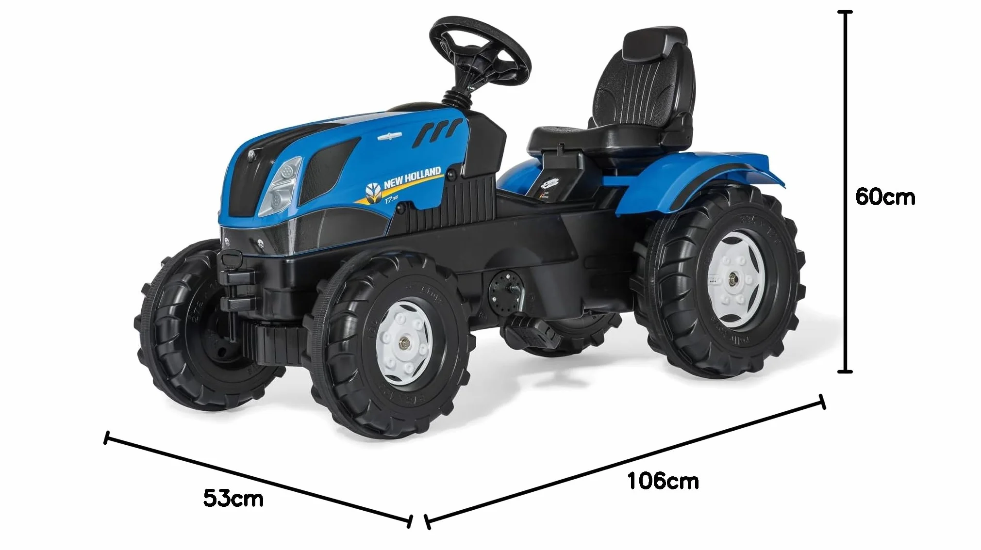 Rolly Toys RollyFarmtrac New Holland (dla dzieci w wieku 3 – 8 lat, regulowane siedzisko, opony jezdne, przednie i tylne sprzęgie) 601295