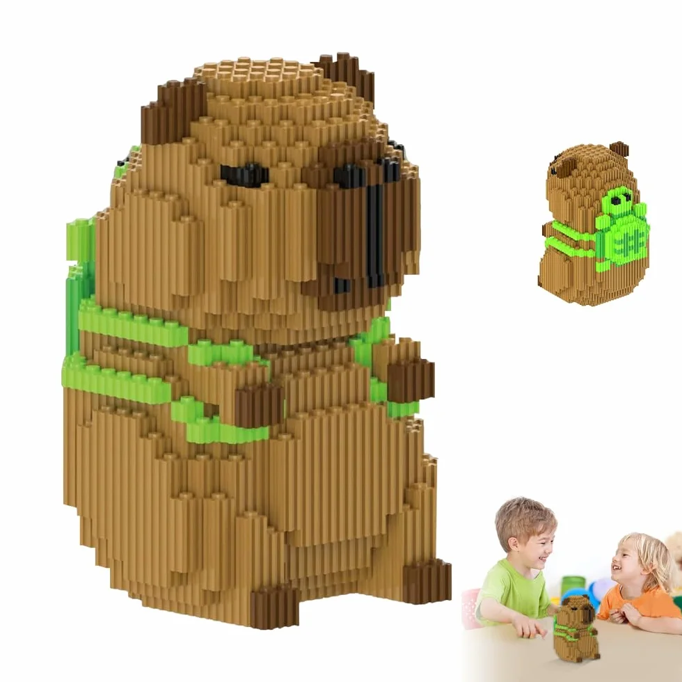 Capybara Zestaw klocków, 1606 bloków, klasyczne mini klocki z kreskówki, cząsteczki z tworzywa sztucznego, zestaw klocków do budowy mikro Capybara, model 3D, zwierzęta, bloki budowlane dla