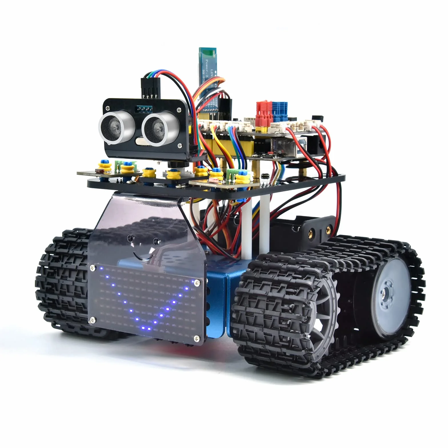 Zestaw KEYESTUDIO Smart Robot Tank Kompatybilny z Arduino IDE Elektronika Zestaw konstrukcyjny z UNO R3, czujnikiem ultradźwiękowym itp. Edukacyjny robot STEM 2 w 1 DIY do programowania i nauki