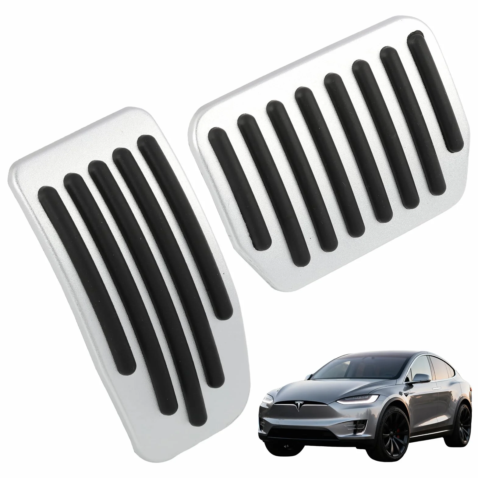 Antypoślizgowe pokrowce na pedały do Tesli Model 3 (w zestawie Highland) i Model Y - aluminiowy i gumowy zestaw do pedałów gazu i hamulców - elegancki i bezpieczny design pedały tesli