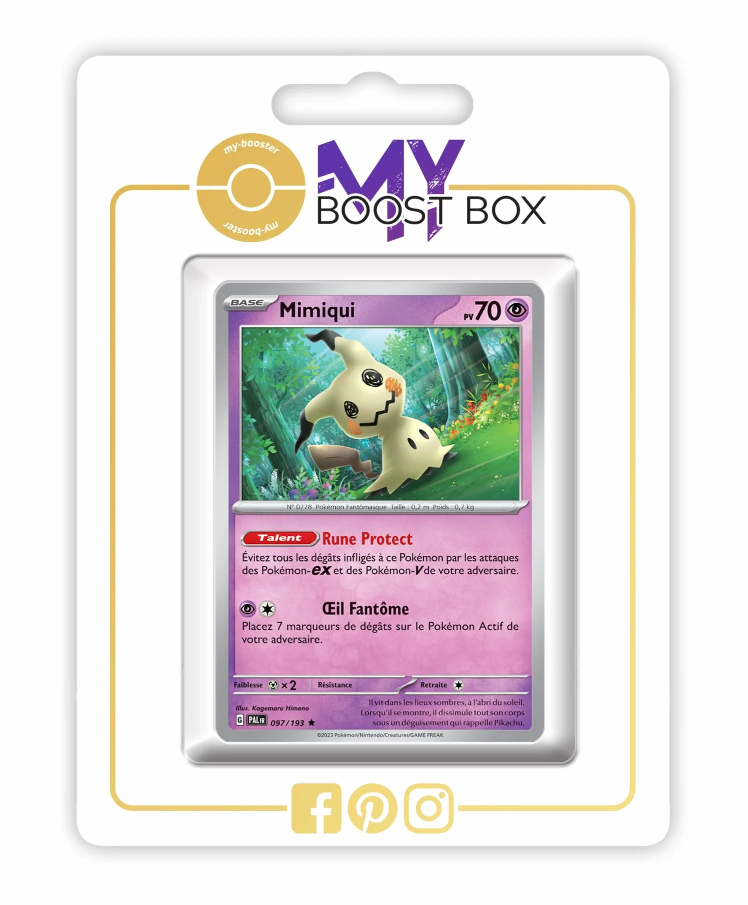 Mimiqui (Mimikyu) 097/193 Holo or Reverse (random) - Myboost X Écarlate et Violet 02 Évolutions à Paldea - Box z 10 francuskich kartami Pokémon