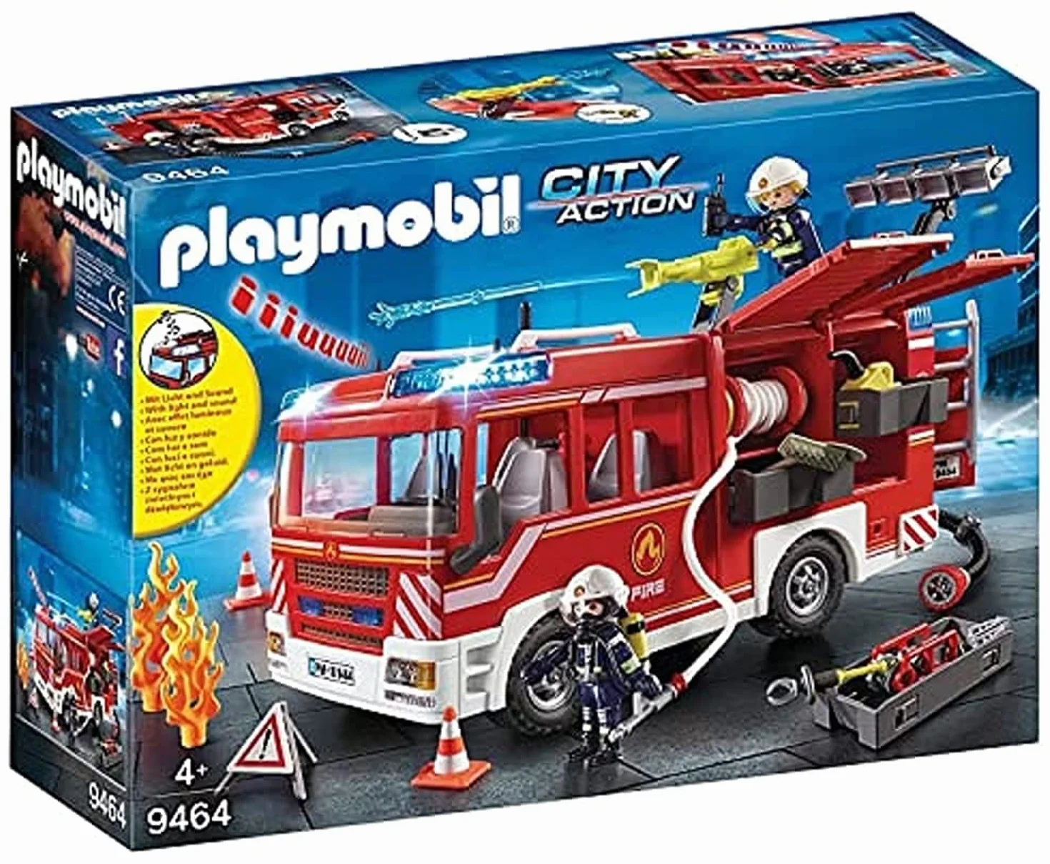 PLAYMOBIL City Action 9464 Pojazd ratowniczy straży pożarnej, z armatką wodną, ze światłem i dźwiękiem, od 4 lat