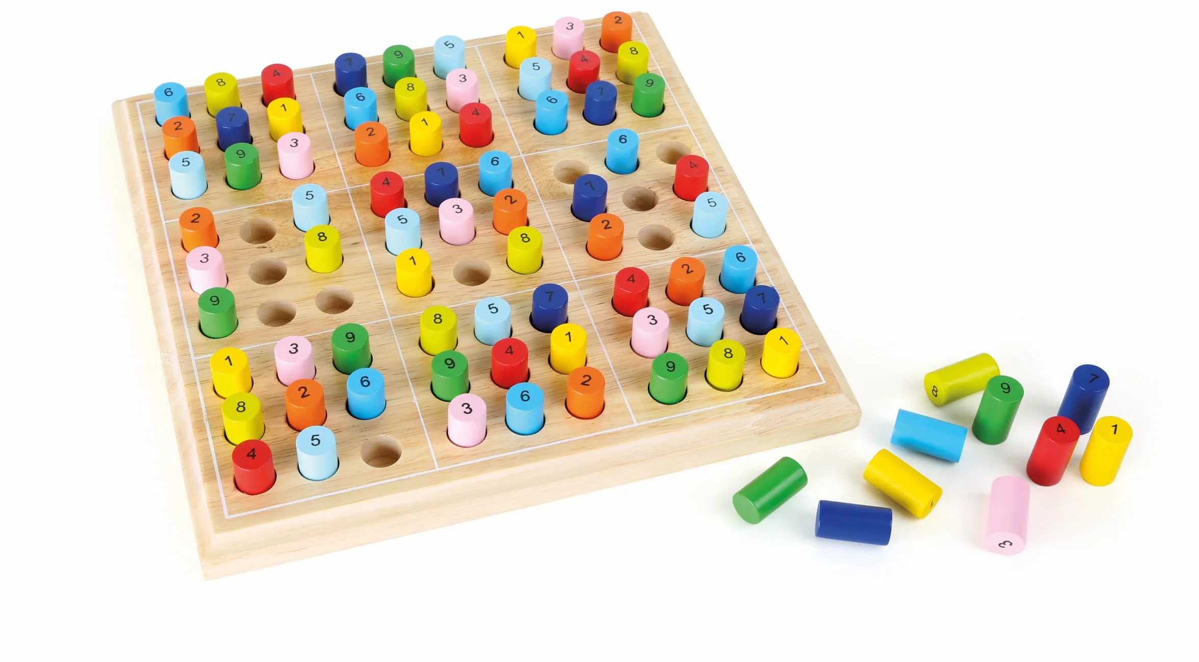small foot 2019496 2489 Sudoku kolorowa dla dzieci z drewna, gra towarzyska od 6 lat, One Colour