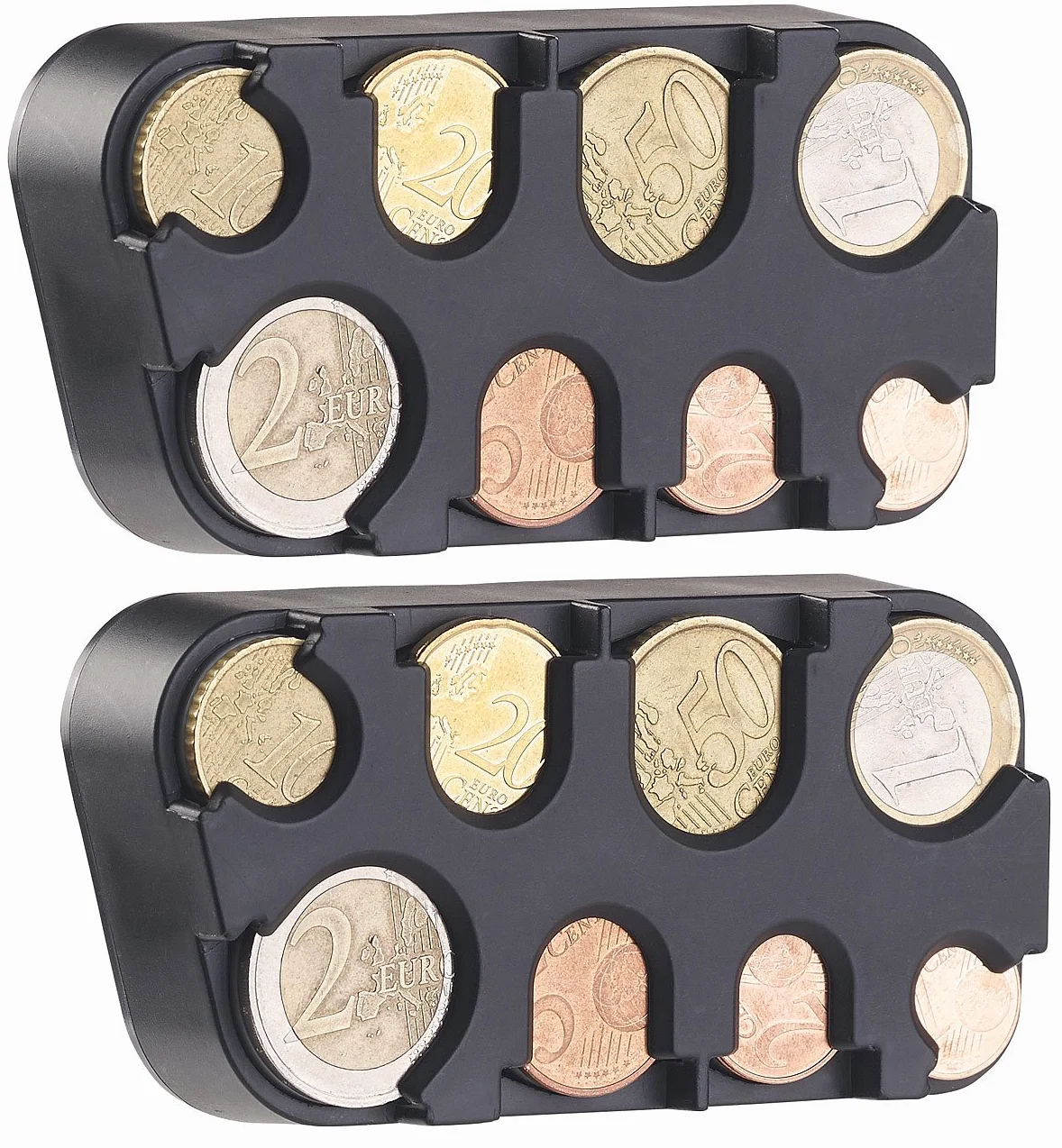 infactory Pudełko na monety: zestaw 2 sztuk kolekcjonerów na monety euro z szybkim mocowaniem (pudełko na monety, euro, przechowywanie monety)