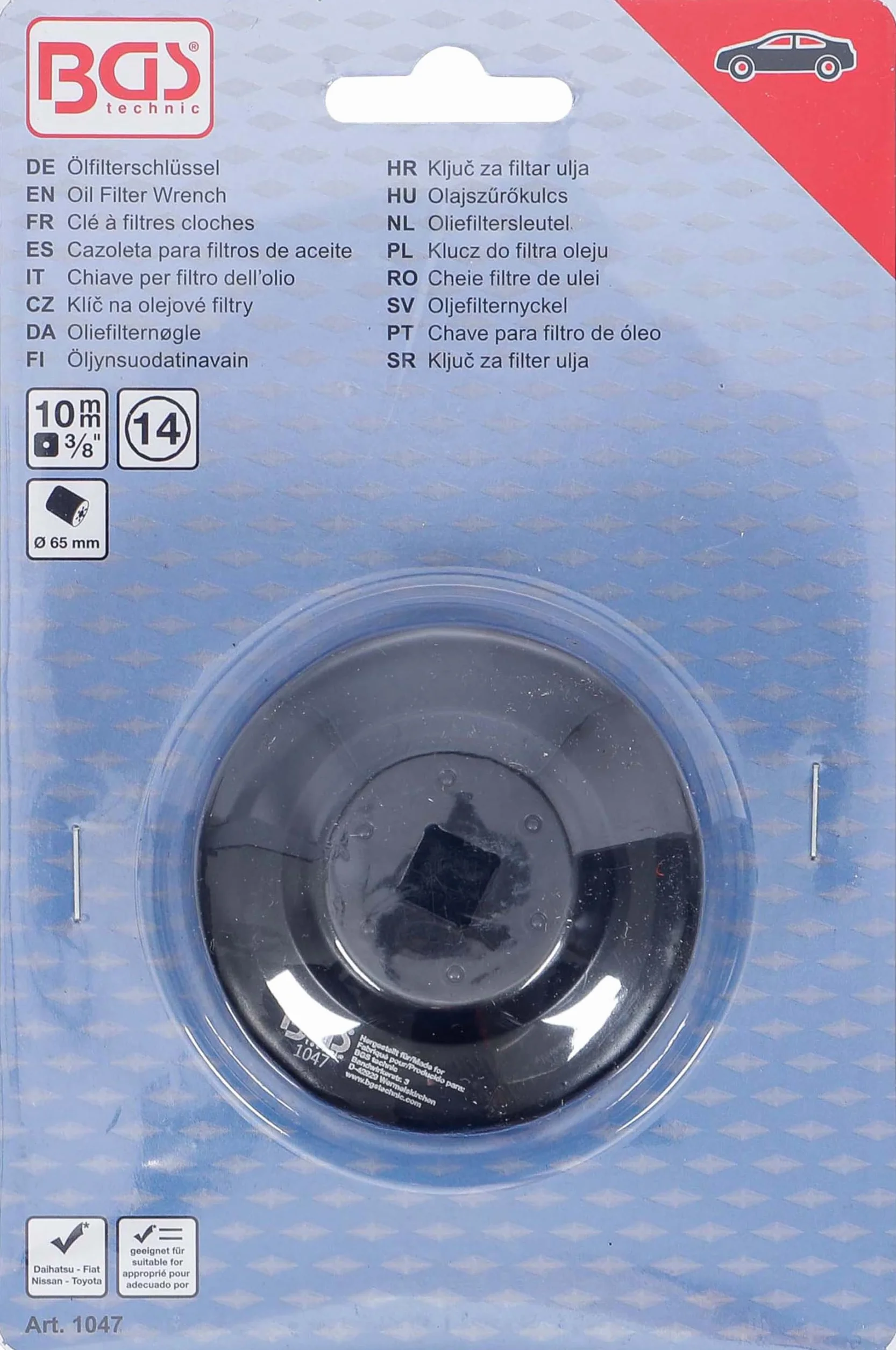 BGS 1047 | Klucz do filtra oleju | 14-kątny | Ø 65 mm | dla Daihatsu, Fiat, Nissan, Toyota