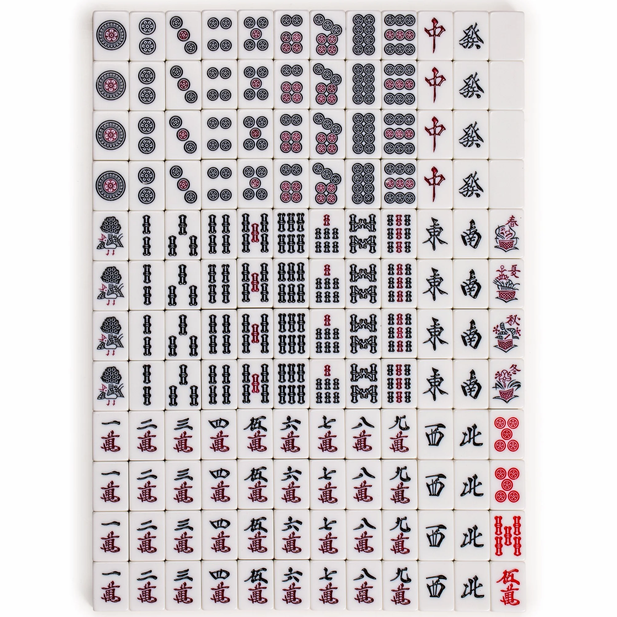 Yellow Mountain Imports Japoński zestaw Riichi Mahjong - białe i żółte płytki w standardowym rozmiarze - z płytkami East Wind i czarną obudową winylową