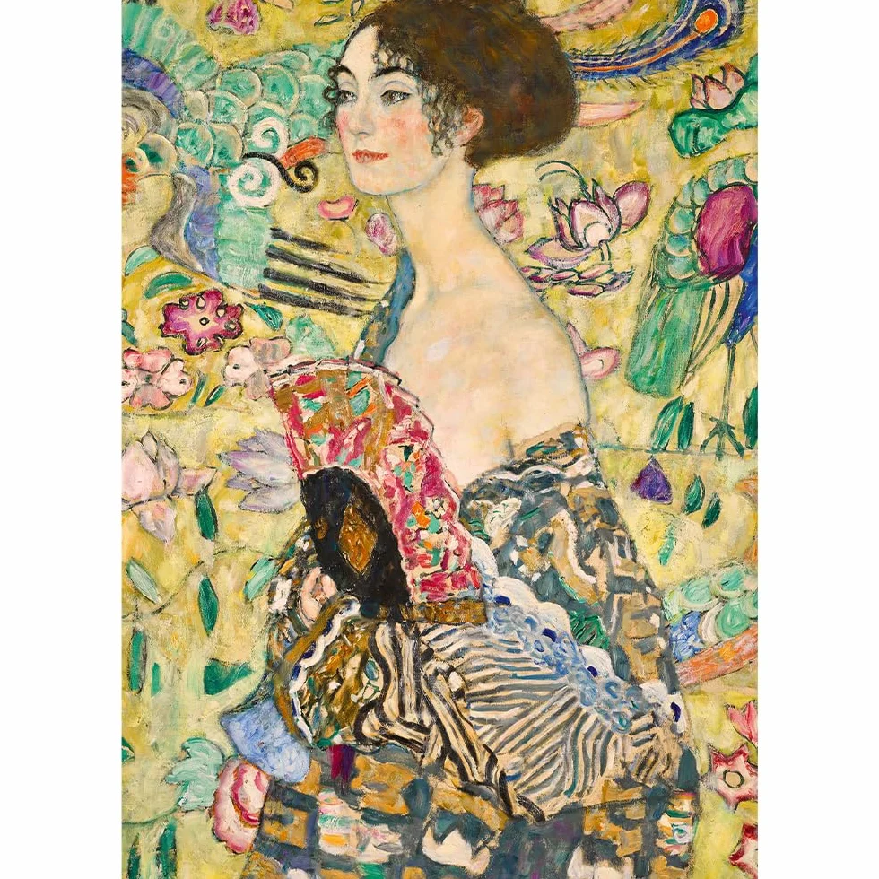 Trefl - Gustav Klimt, Dama z Wachlarzem - Puzzle 1000 Elementów - Układanka Art Collection, Puzzle ze Sztuką, dla Dorosłych i Dzieci od 14 lat