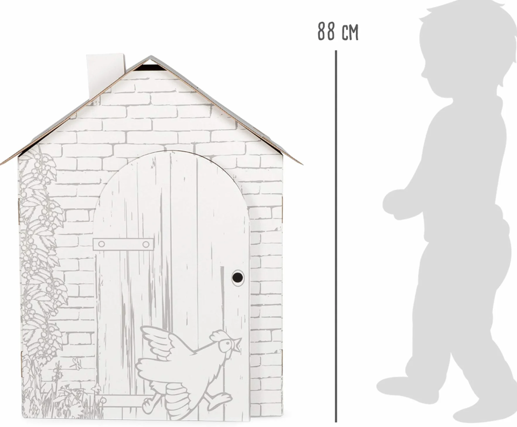 small foot 10015 Huge Playhouse "Farm" z kartonu, może być malowany woskiem, kredkami filcowymi i kredkami, od 3 lat