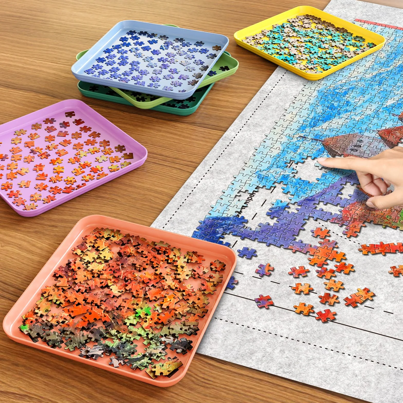 Puzzle tace do sortowania, 6 sztuk, zestaw akcesoriów do sortowania, do układania w stos, do 500/1000/2000 sztuk, tace na prezent dla miłośników puzzli, do organizacji puzzli