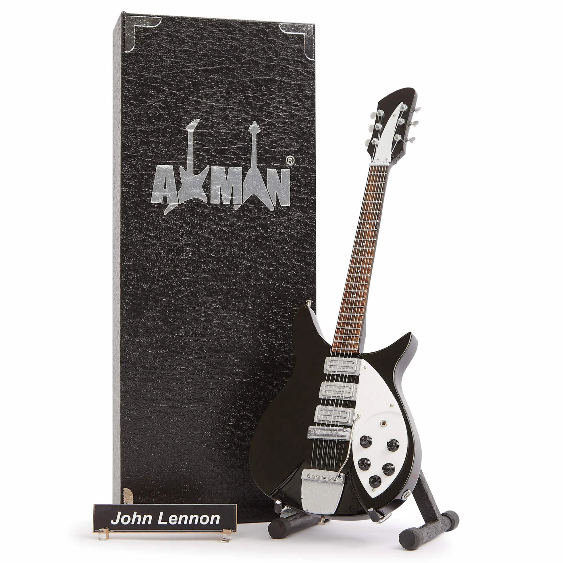 Axman, John L (The Beatles) - miniaturowa replika gitary - prezenty muzyczne - ręcznie robiona ozdobna skala 1/4 - zawiera pudełko ekspozycyjne, plakietkę z imieniem i miniaturowy stojak na gitarę