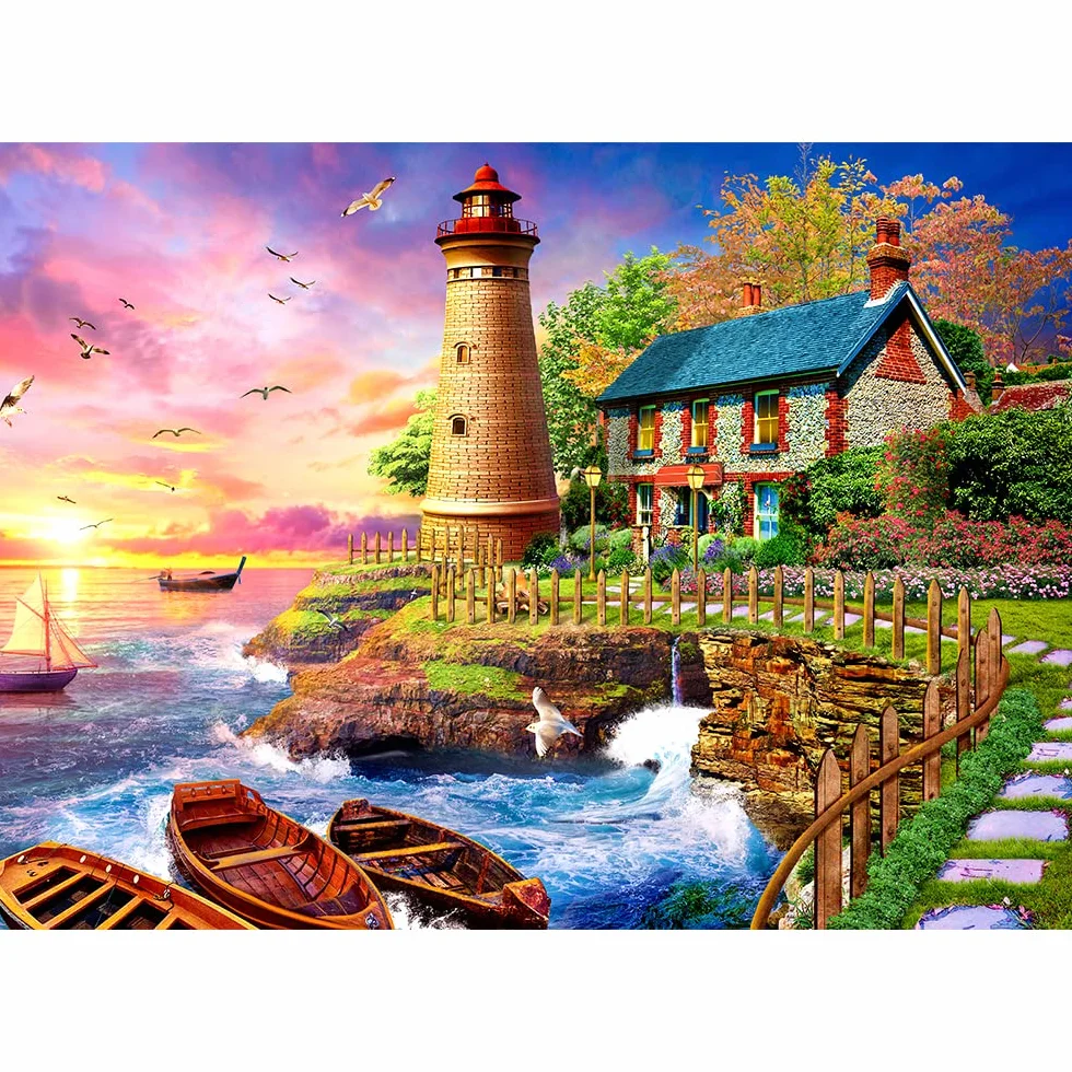 HUADADA Puzzle 1000 elementów, puzzle dla dorosłych, Impossible Puzzle, prezent, gra zręcznościowa dla całej rodziny, kolorowe, latarnia morska
