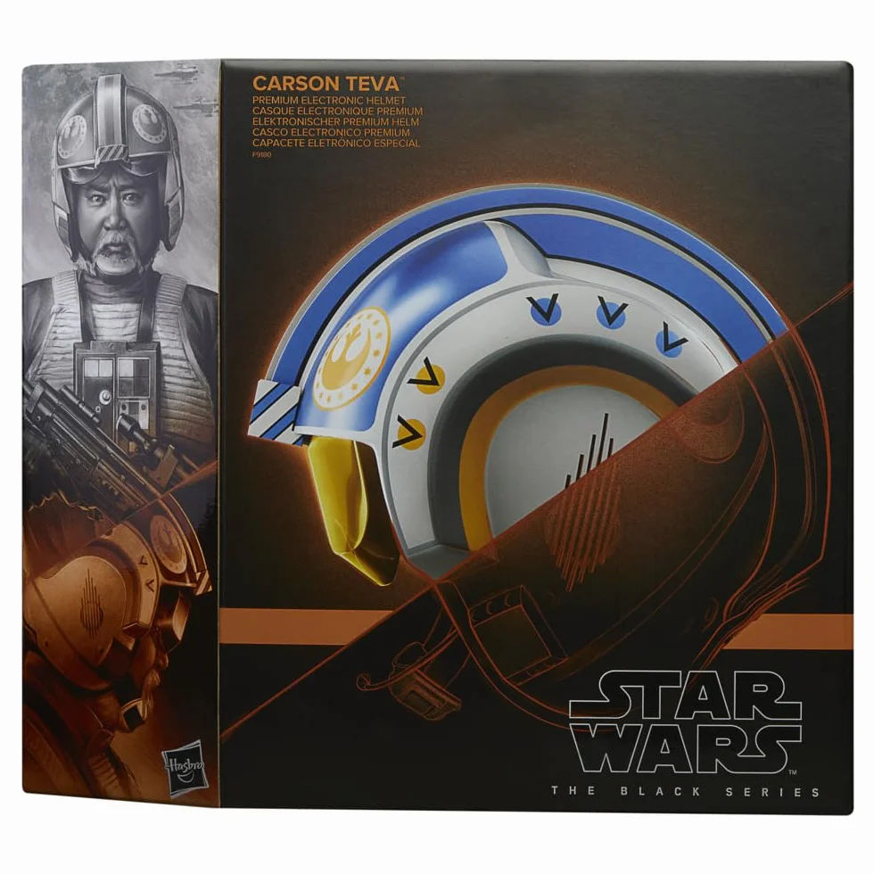 Star Wars The Black Series Carson Teva Premium elektroniczny kask z zaawansowanymi diodami LED i efektami dźwiękowymi, wiek od 14 lat