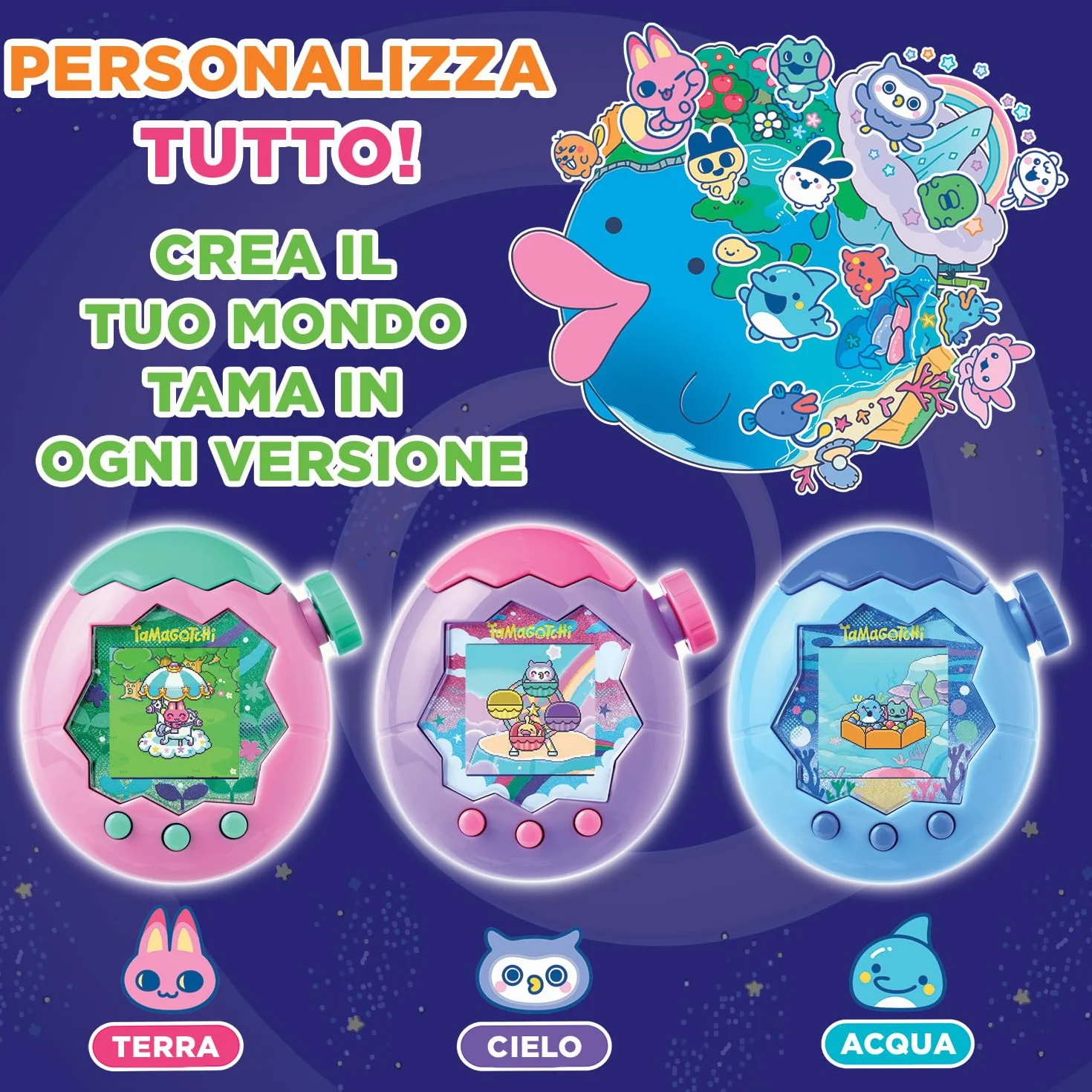TAMAGOTCHI Bandai Paradise Ciel - Wirtualne zwierzę do hodowli z kółkiem zoomu - interaktywna zabawka w języku francuskim - Fioletowo-różowy model nieba - zabawka dla dzieci w wieku 6 lat i powyżej