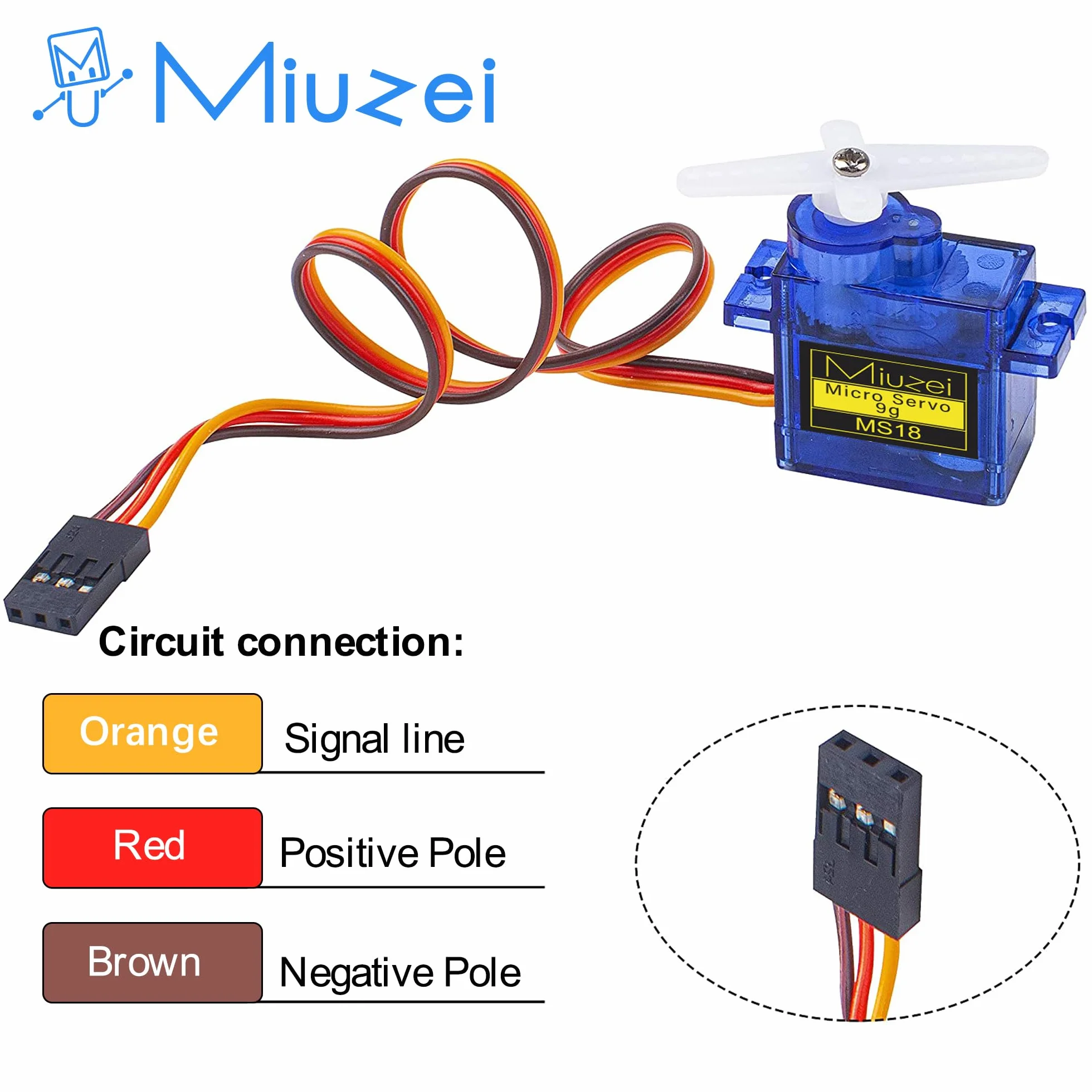 Miuzei 9G Micro: Serwo - silnik do RC Robot Ramię / Ręka / Chodzenie Helikopter Łódź samolot Helikopter Samochód Sterowanie z kablem, Mini Micro Motor Serwo Model do Arduino (5 * Niebieski)