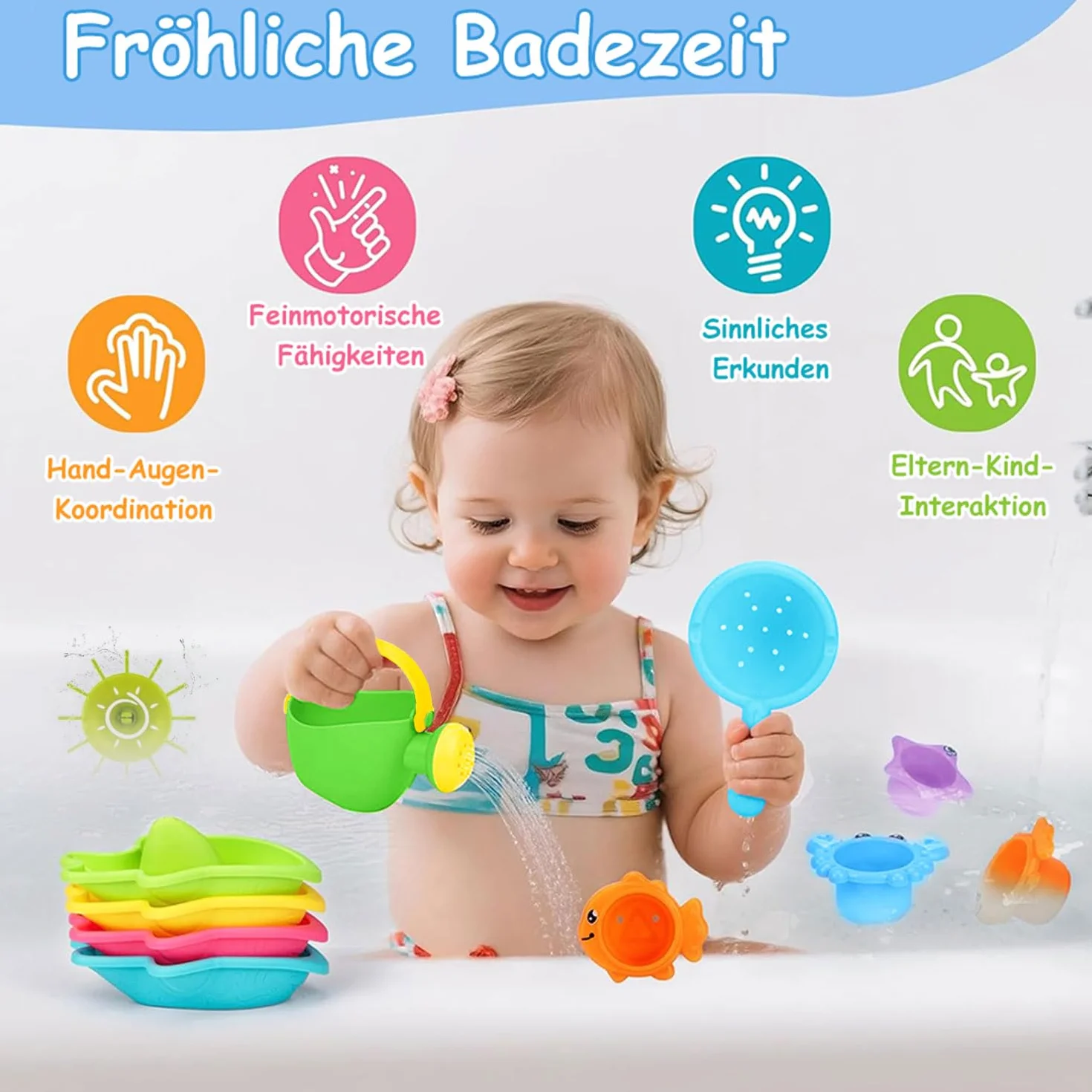 Voarge 10 sztuk zabawek do kąpieli dla dzieci, zabawka do kąpieli, dla dzieci od 1, 2, 3, 4 lat, zabawka do wody dla dzieci, zabawka na basen