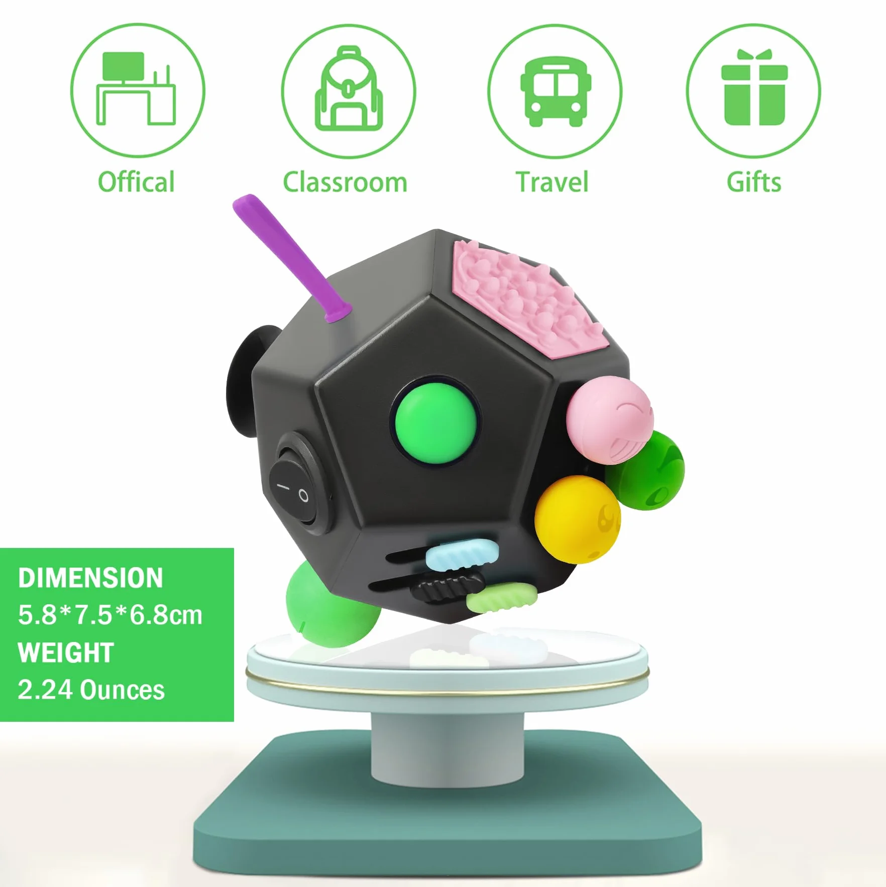 Fidget Toy Cube 12 stron,kostka antystresowa ADHD, mała zabawka,oryginalna zabawka dla dorosłych,dzieci,ADD,ADHD - szkoła,biura,podróży