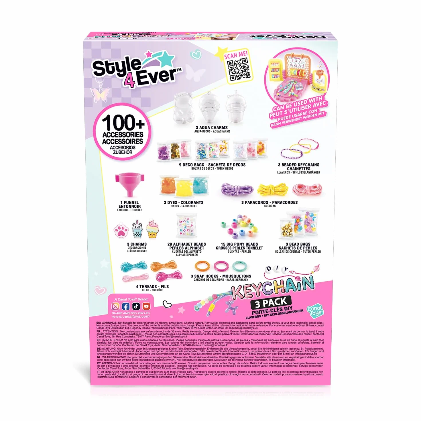 Canal Toys - Style 4 Ever - Zestaw breloczków do kluczy DIY - Stwórz zestaw 3 bardzo stylowych i modnych unikalnych kluczy - Pomysł na prezent dla dzieci od 6 lat - Kreatywny wypoczynek - OFG 367