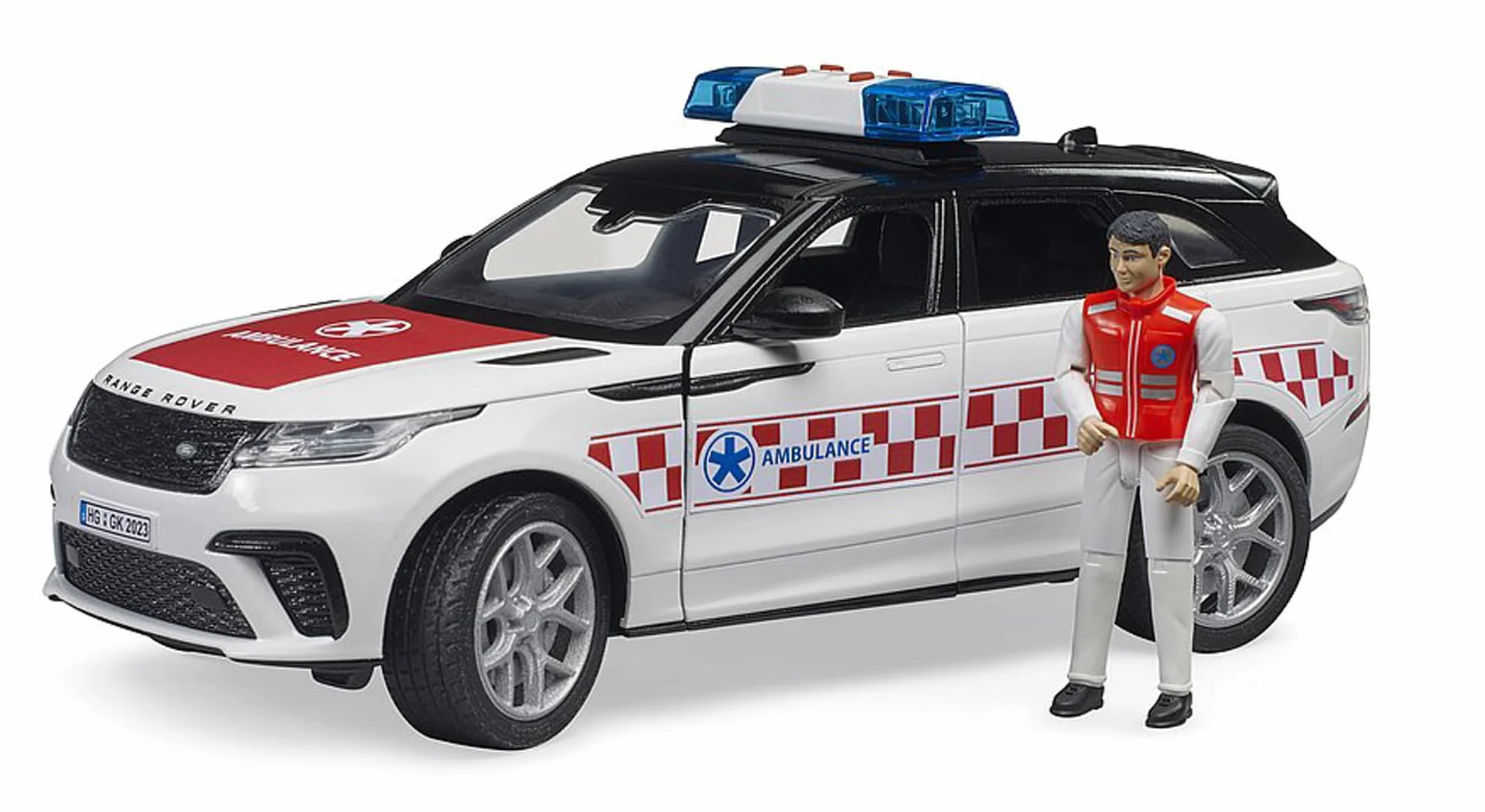 bruder 02885 - Range Rover Velar ambulans ratunkowy z kierowcą i modułem świetlno-dźwiękowym, pojazdy, pojazd ratunkowy, ambulans, ratownik medyczny, pojazdy ratunkowe