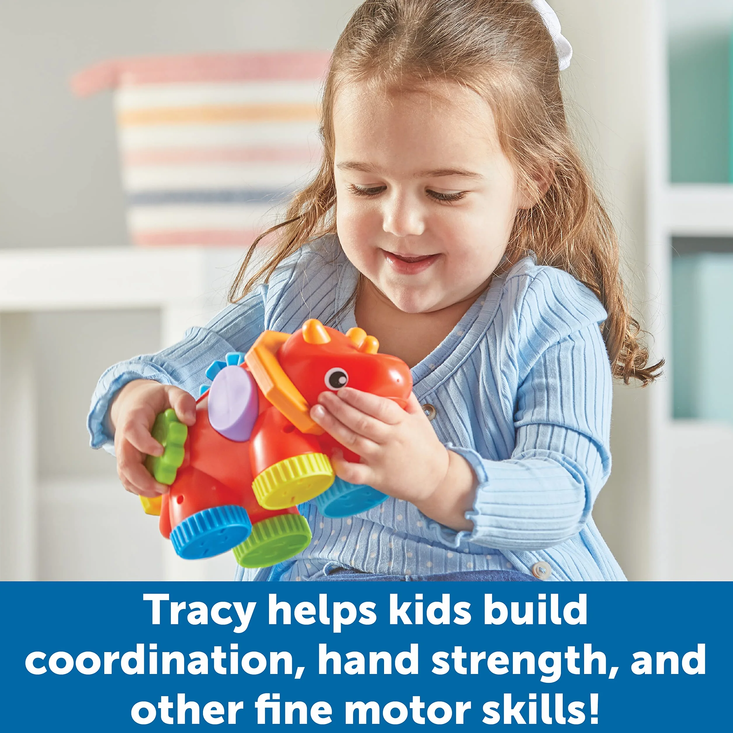 Learning Resources Triceratops Tracy – Zabawka Manipulacyjna, 1 element, Od 18 miesięcy, Zabawki dla małych dzieci, Zabawki sensoryczne dla maluchów, Rozwijające motorykę małą, Zabawki Montessori
