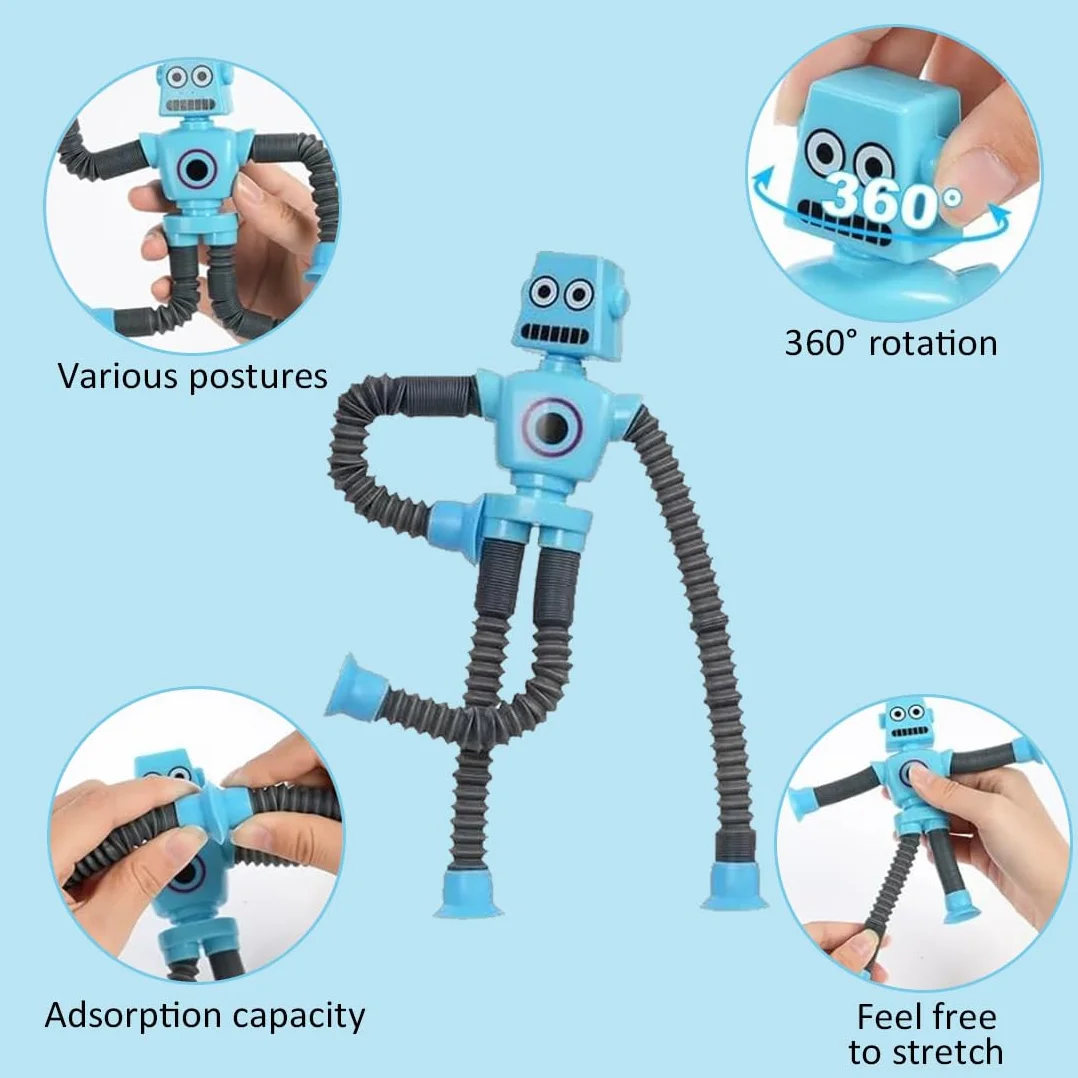 4 sztuki robotów teleskopowych, zabawka z przyssawką, zabawka sensoryczna, zabawka dla dzieci, zabawka dla dzieci, zabawka dla gości dla chłopców