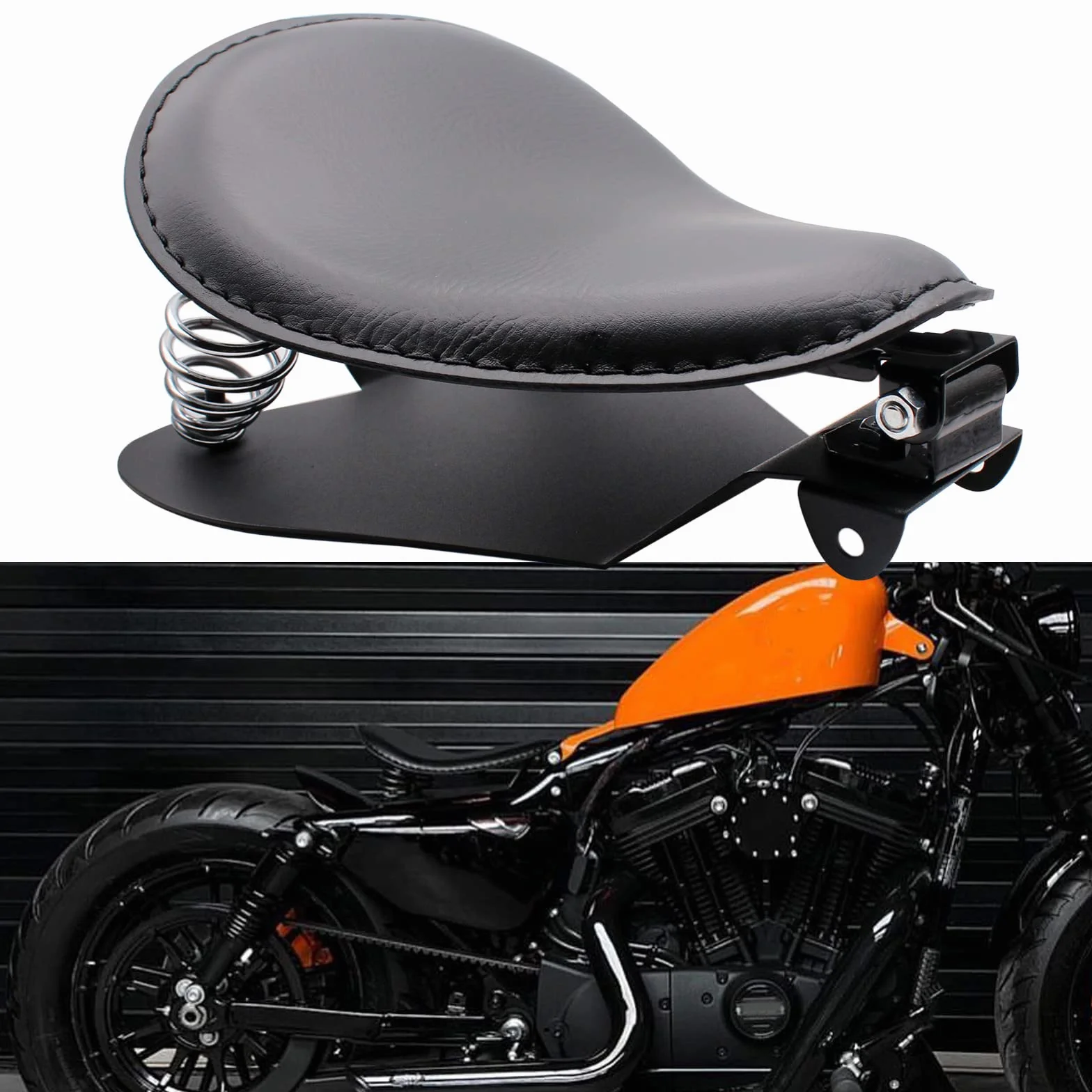 Czarny Motocykl Siedzisko Bobber, Motocykl Solo Seat z płytą podstawową sprężynową dla Sportster XL883 1200 48 Chopper Custom
