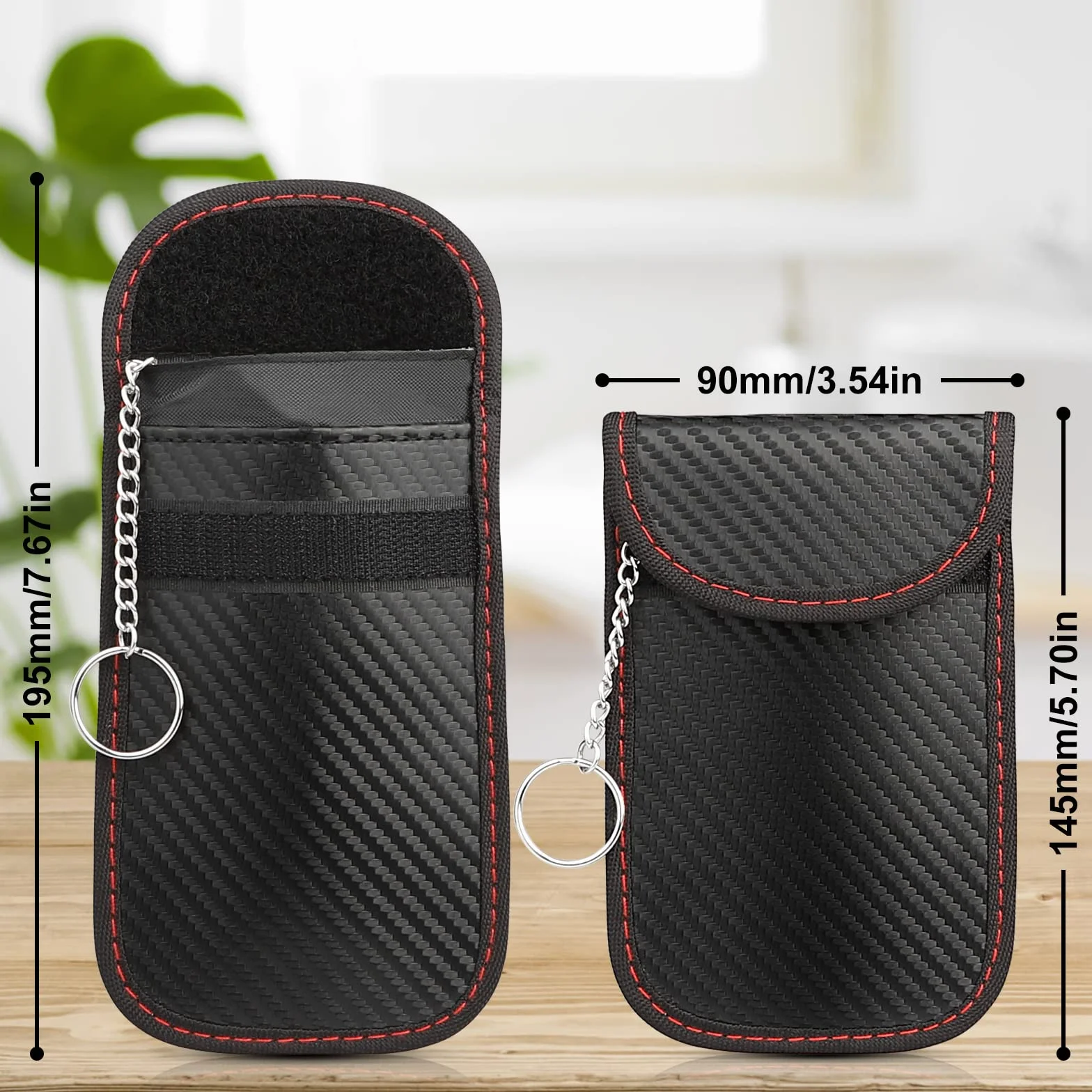 Diyife Keyless Go Faraday pudełko i sakiewka (2 czarne), na 5–7 kluczyków samochodowych, zabezpieczenie przed kradzieżą, blokada RFID, 14,0 × 12,3 × 7,4 cm